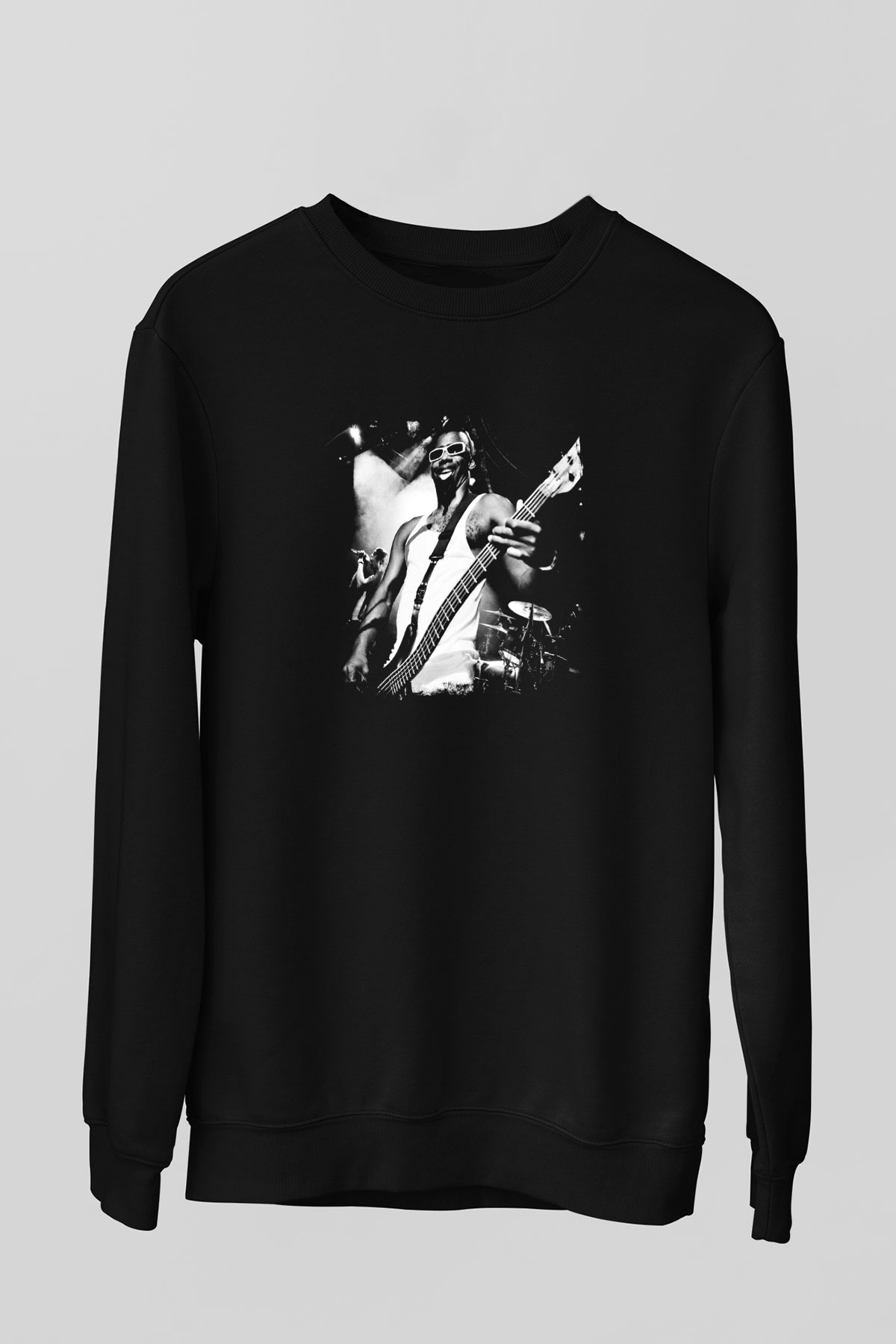 Fishbone Baskılı Unisex Siyah Sweatshirt