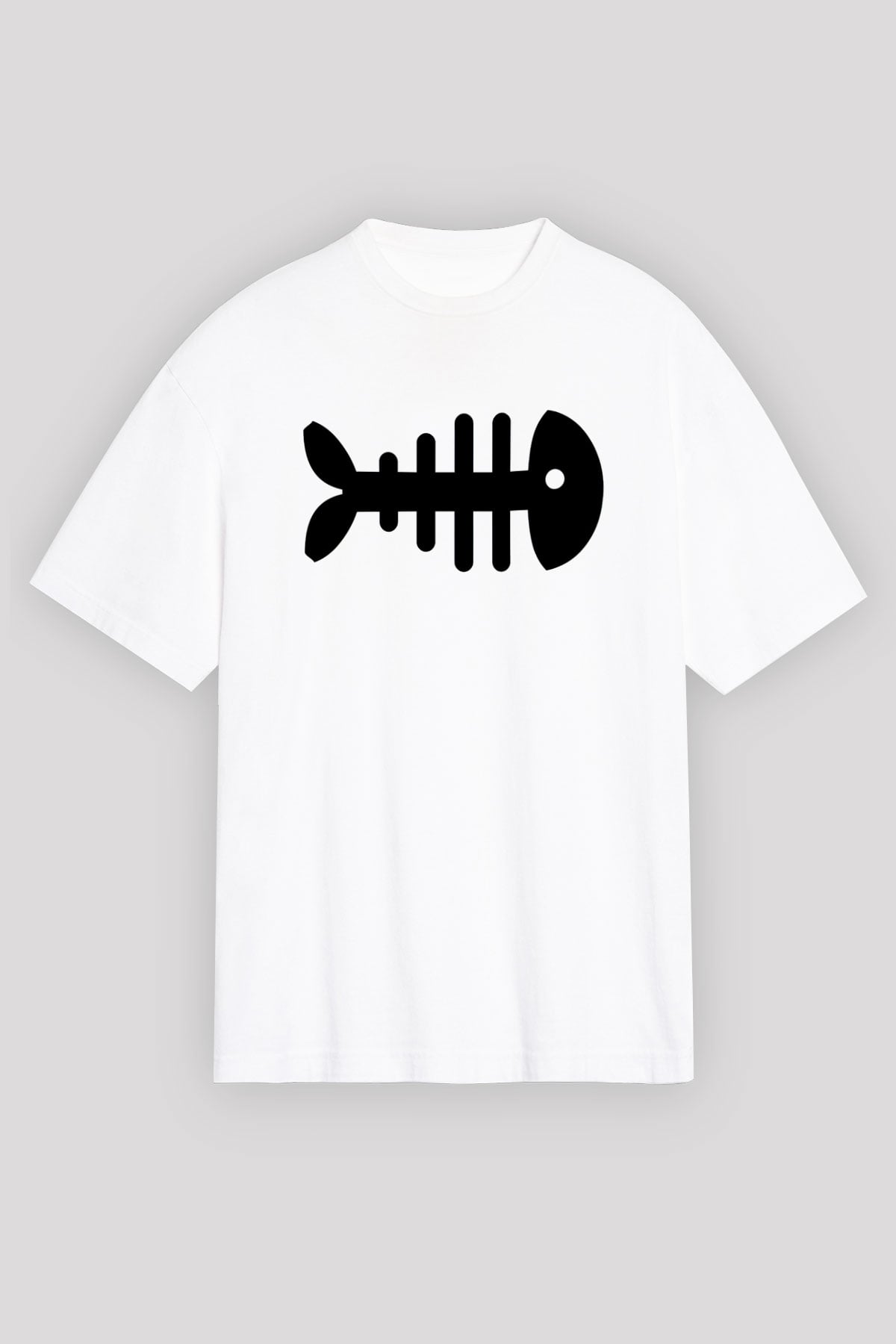 Fishbone Beyaz Unisex Tişört T-Shirt - TişörtFabrikası