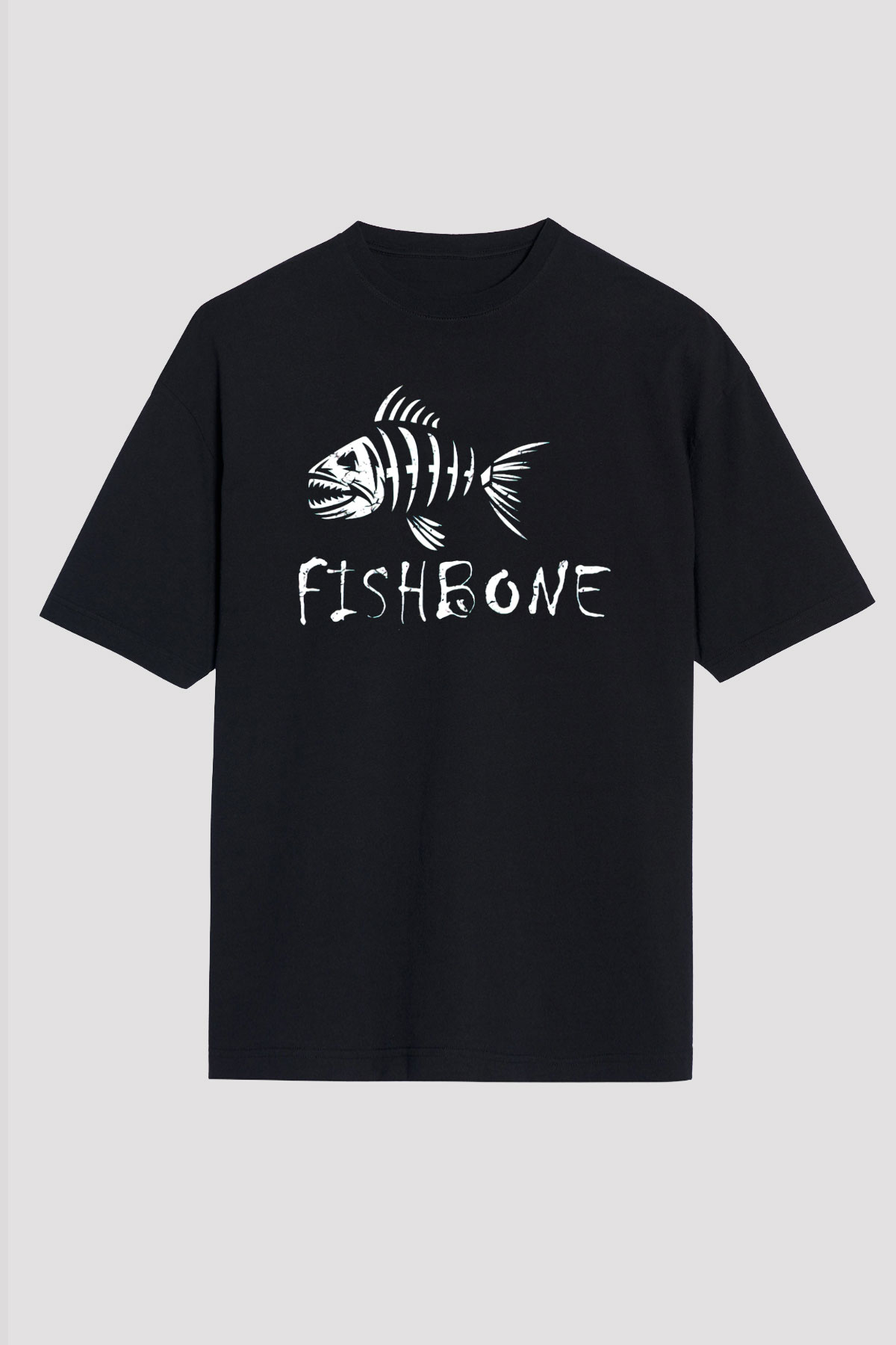 Fishbone Siyah Unisex Tişört T-Shirt - TişörtFabrikası