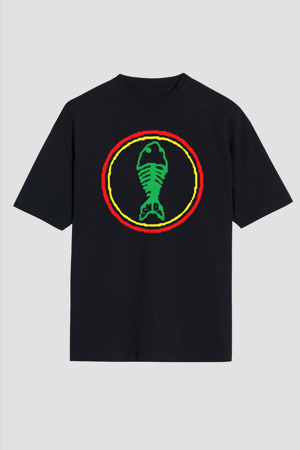 Fishbone Siyah Unisex Tişört T-Shirt - TişörtFabrikası