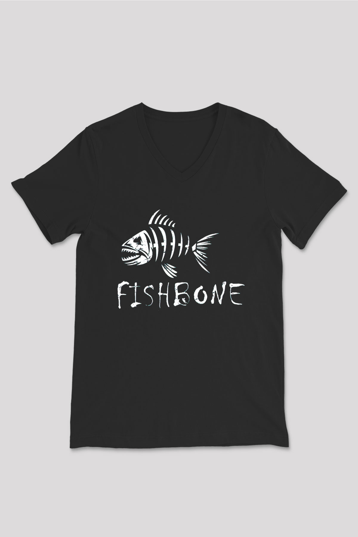 Fishbone Siyah Unisex V Yaka Tişört