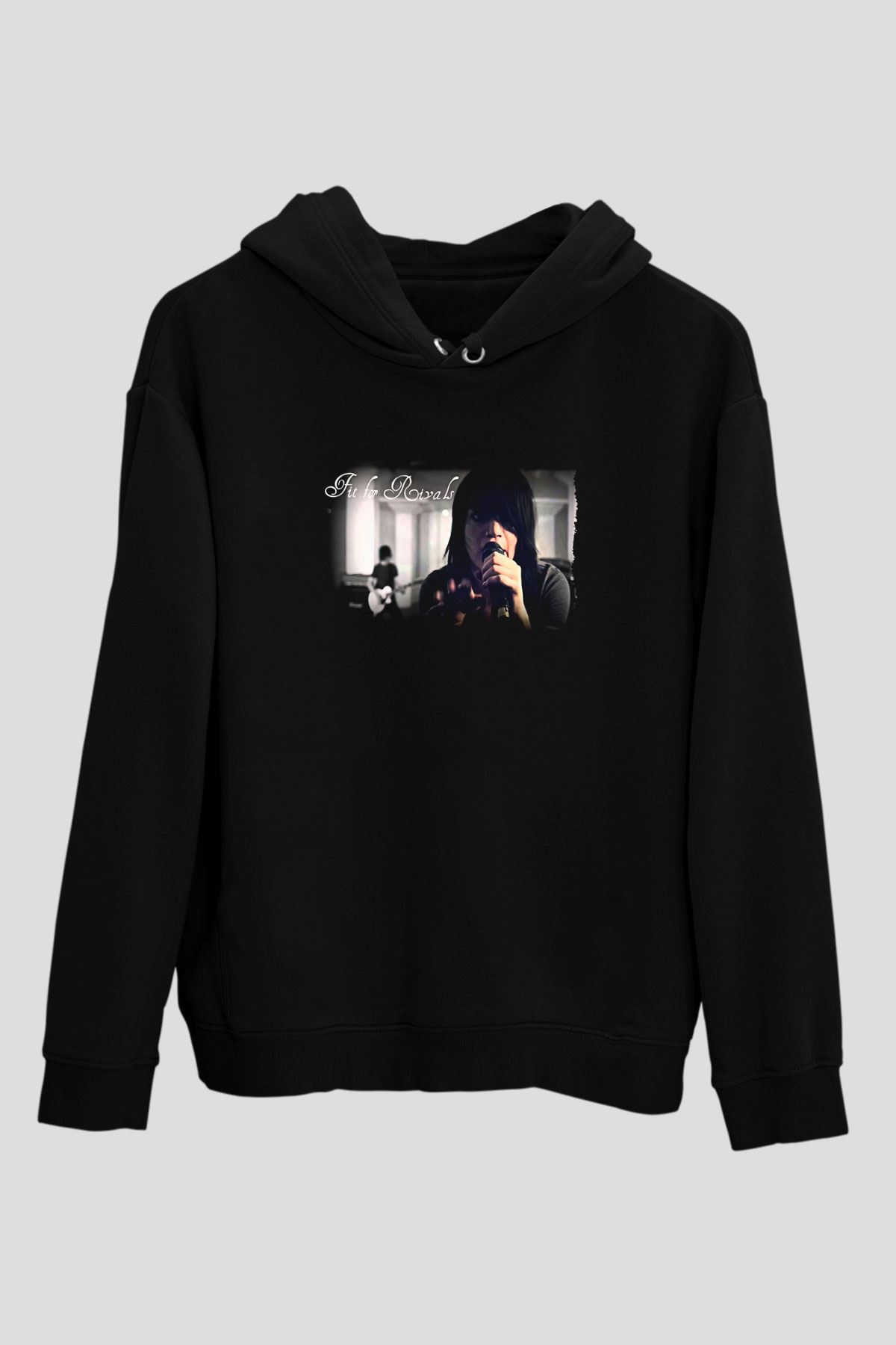 Fit For Rivals Baskılı Unisex Siyah Kapüşonlu Sweatshirt