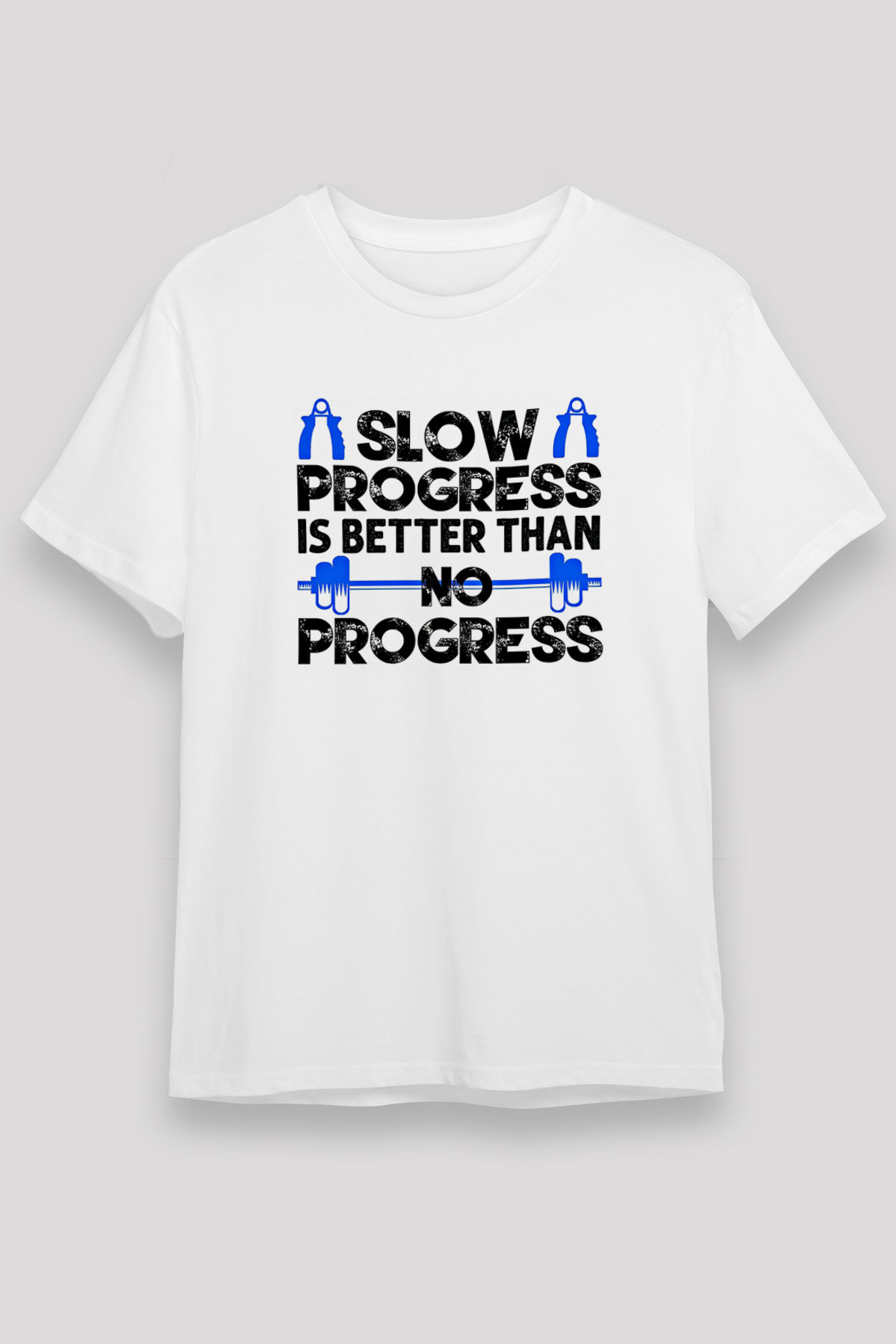 Fitness Baskılı Unisex Beyaz Tişört - Tshirt