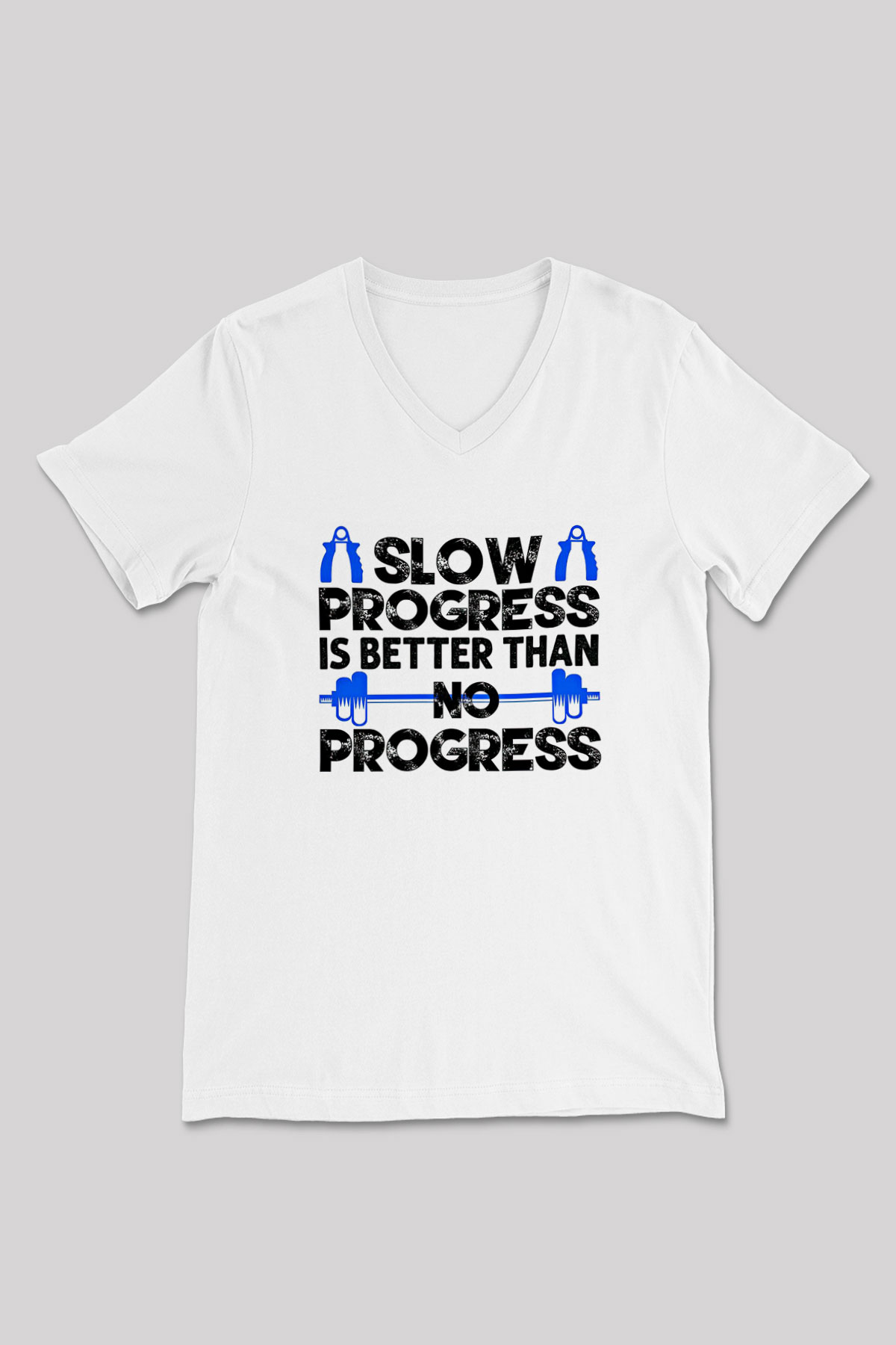 Fitness Baskılı Unisex V Yaka Tişört - Tshirt