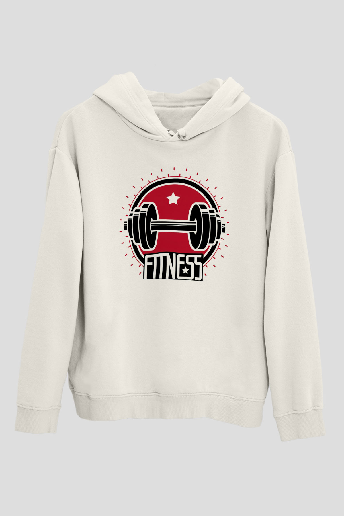 Fitness Beyaz Unisex Hoodie