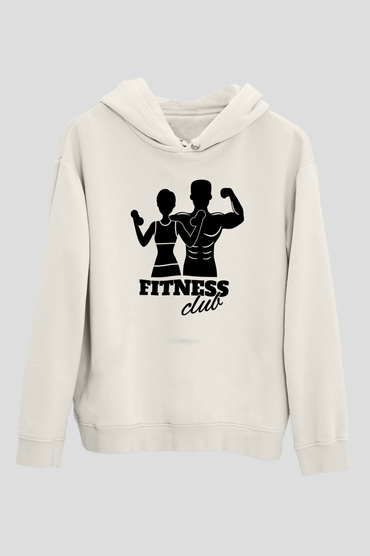 Fitness Beyaz Unisex Kapüşonlu Sweatshirt