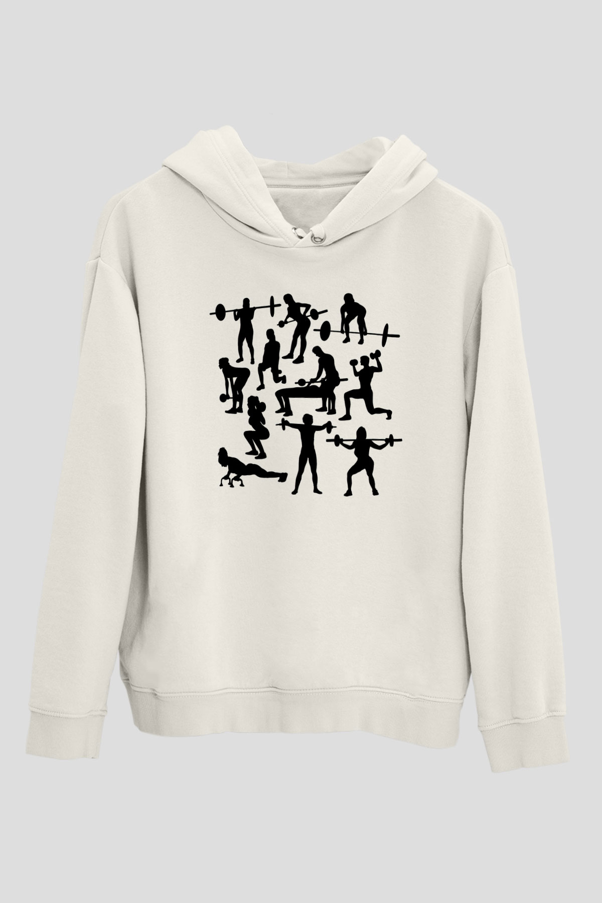 Fitness Beyaz Unisex Kapüşonlu Sweatshirt