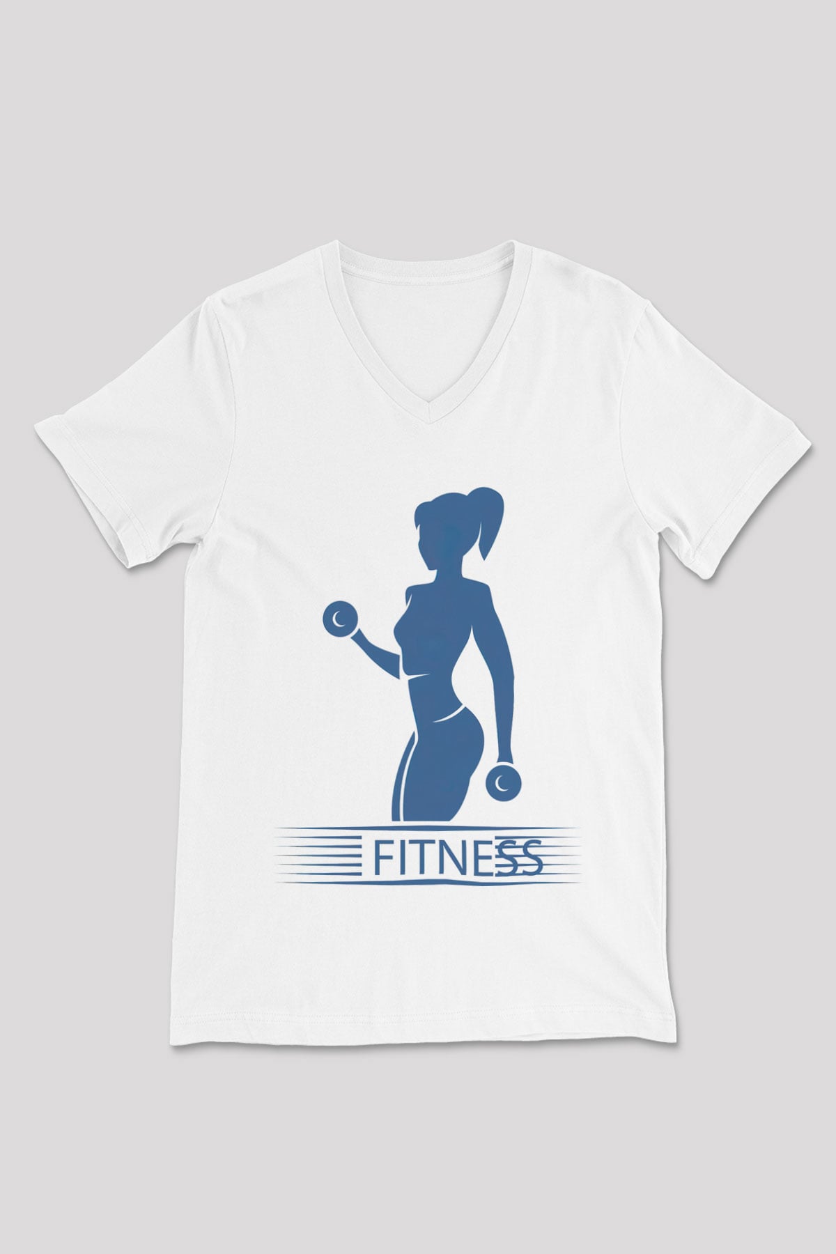 Fitness Beyaz Unisex V Yaka Tişört