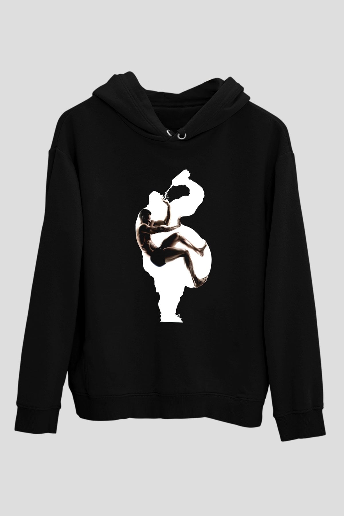 Fitness Siyah Unisex Kapüşonlu Sweatshirt