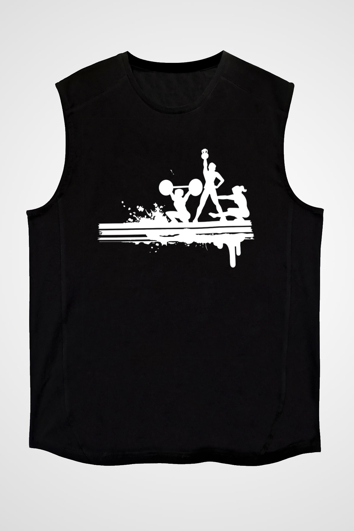 Fitness Siyah Unisex Kolsuz Tişört