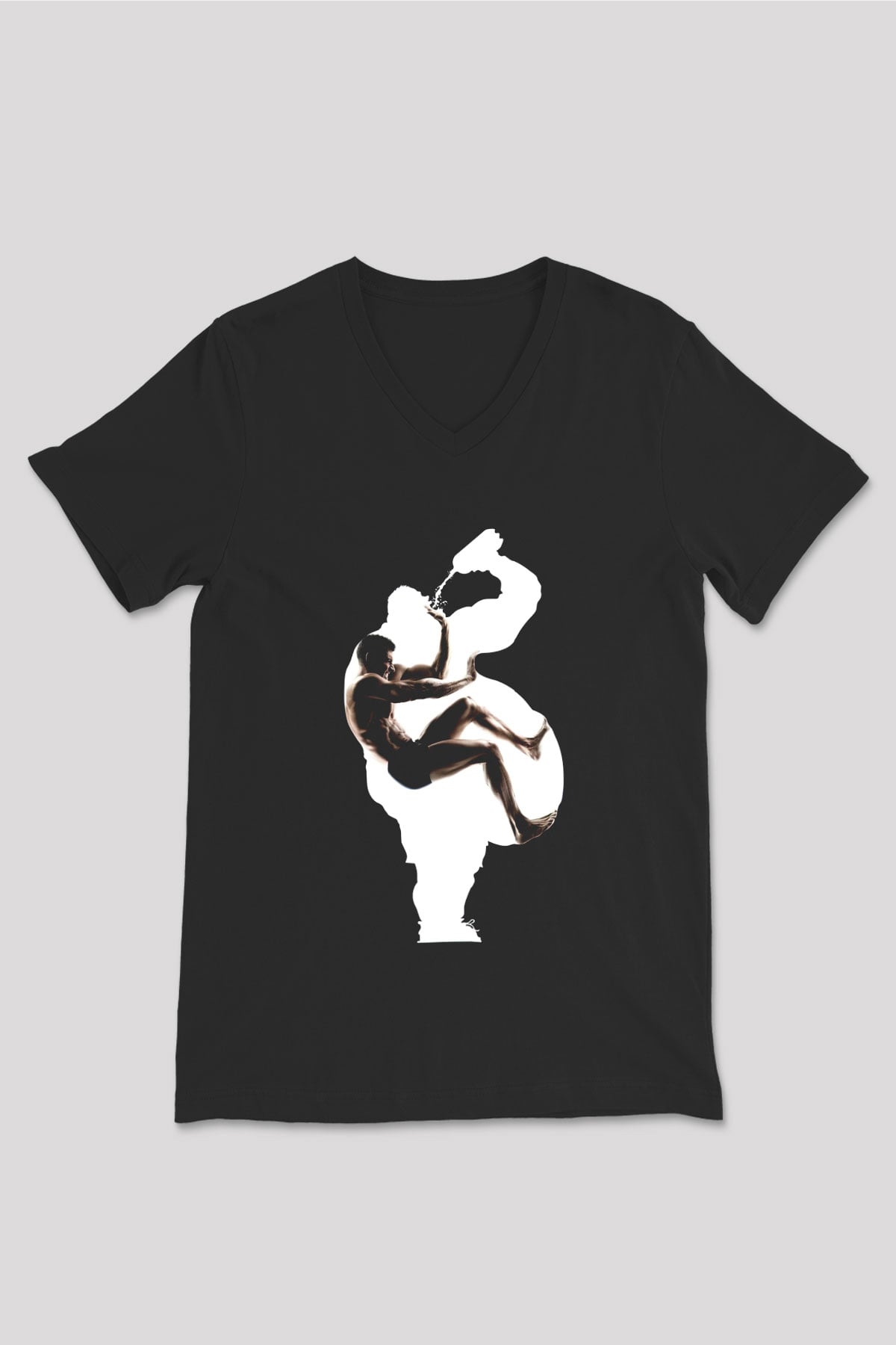 Fitness Siyah Unisex V Yaka Tişört