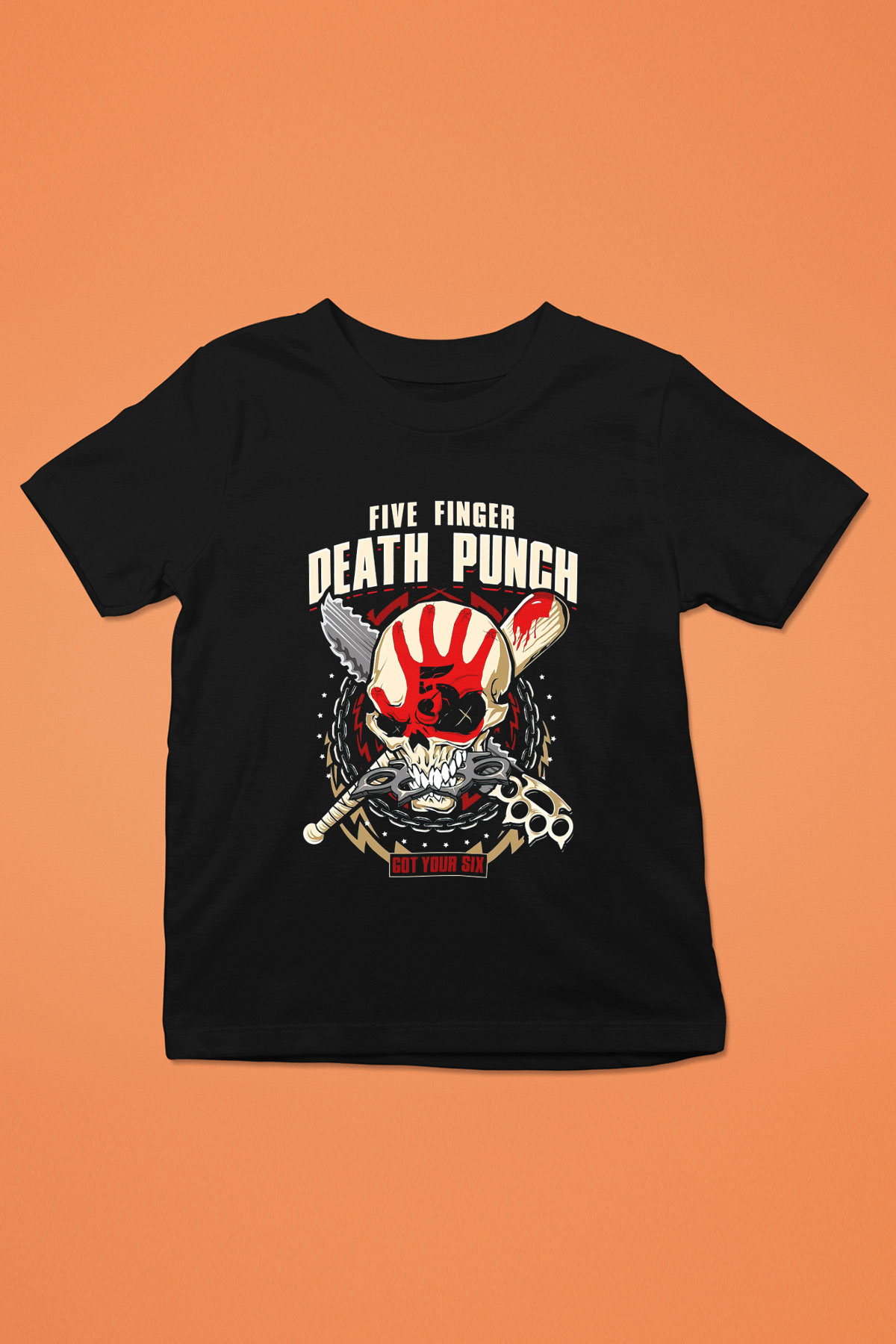Five Finger Death Punch Baskılı Siyah Unisex Çocuk Tişört