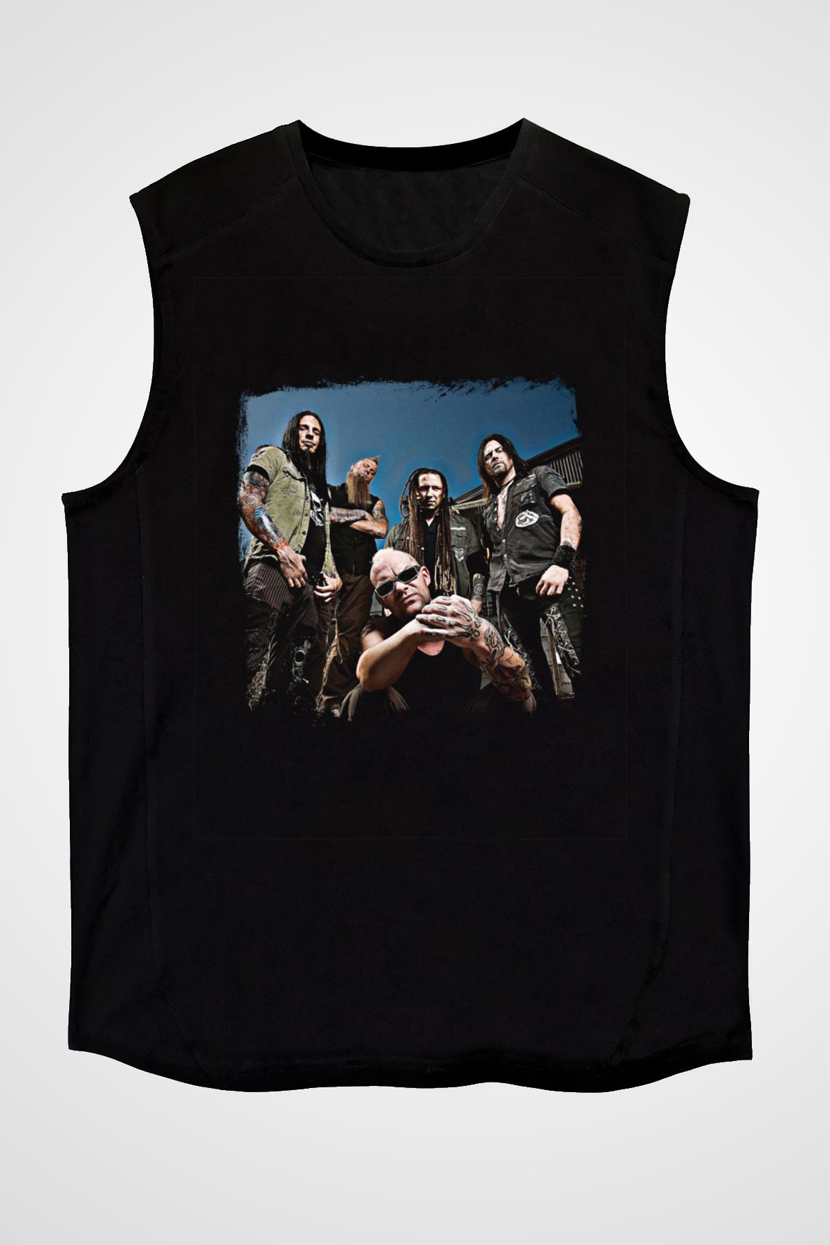 Five Finger Death Punch Baskılı Unisex Siyah Kolsuz Tişört