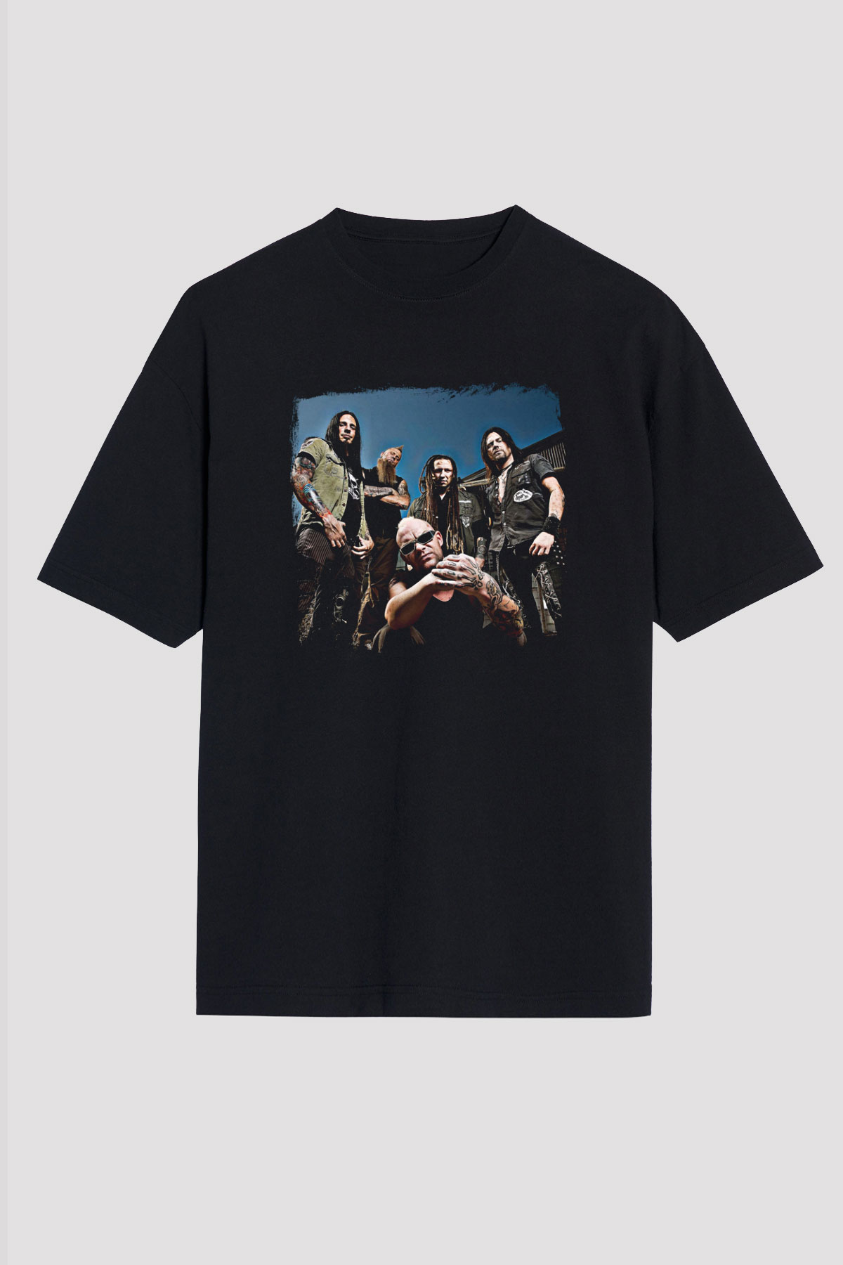 Five Finger Death Punch Baskılı Unisex Siyah Oversize Tişört