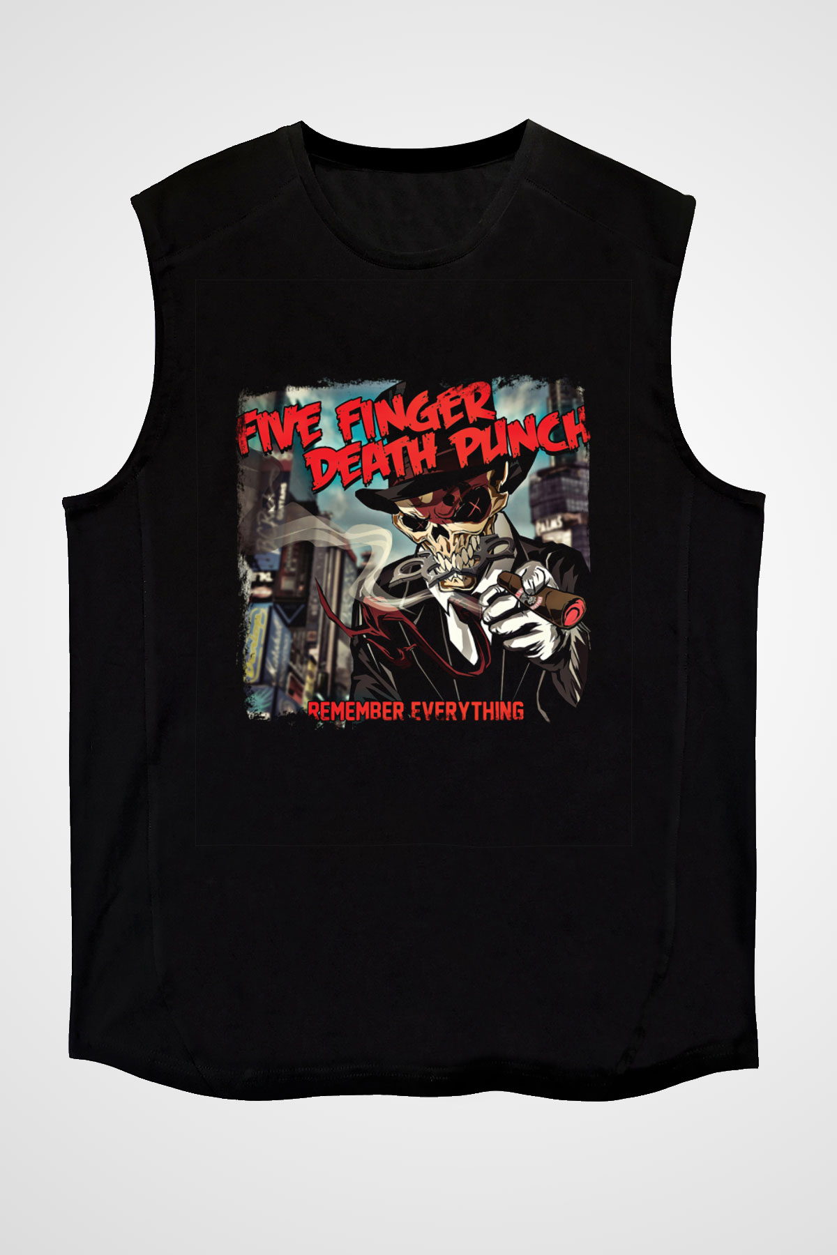 Five Finger Death Punch Baskılı Unisex Siyah Kolsuz Tişört