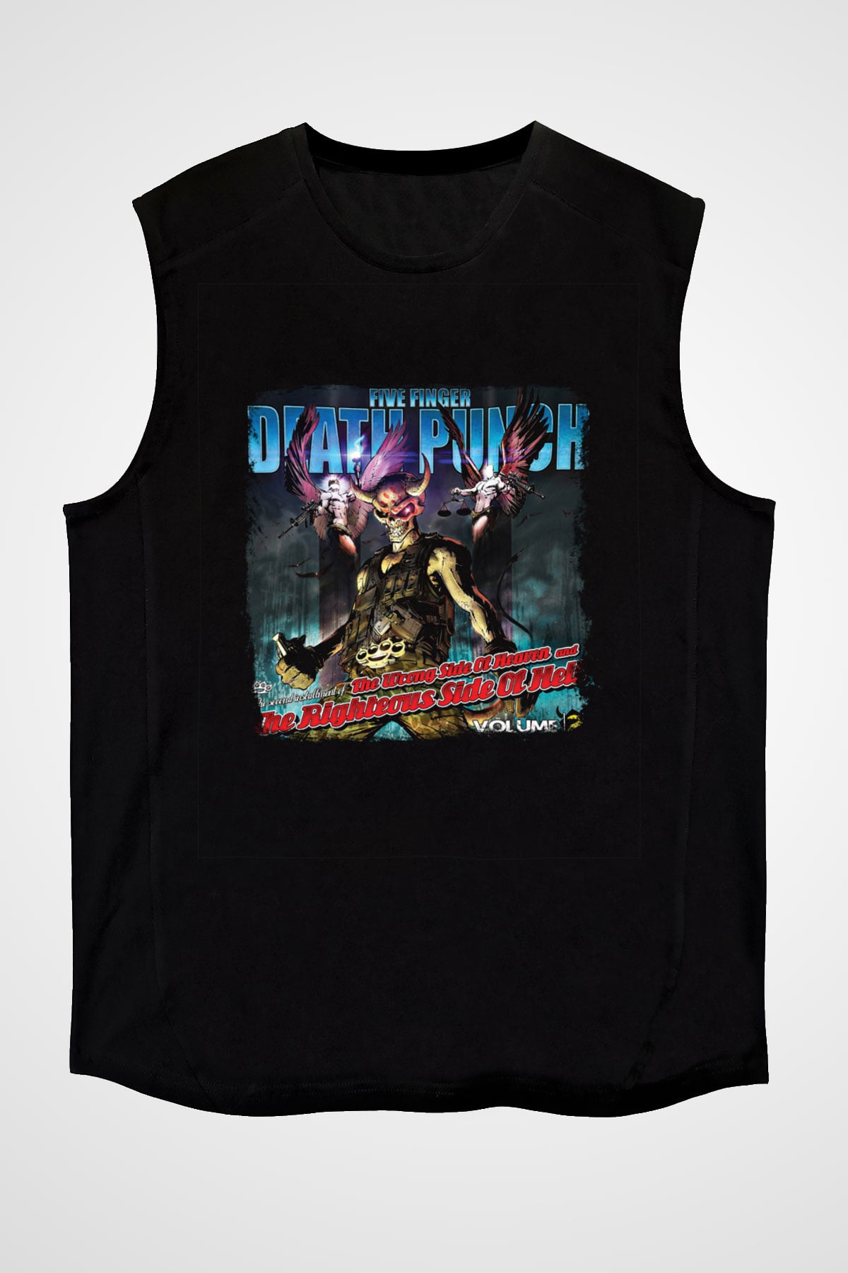 Five Finger Death Punch Baskılı Unisex Siyah Kolsuz Tişört