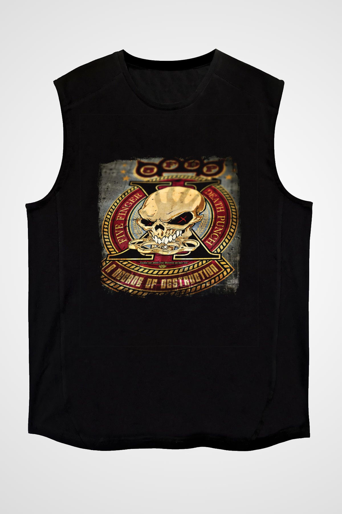 Five Finger Death Punch Baskılı Unisex Siyah Kolsuz Tişört