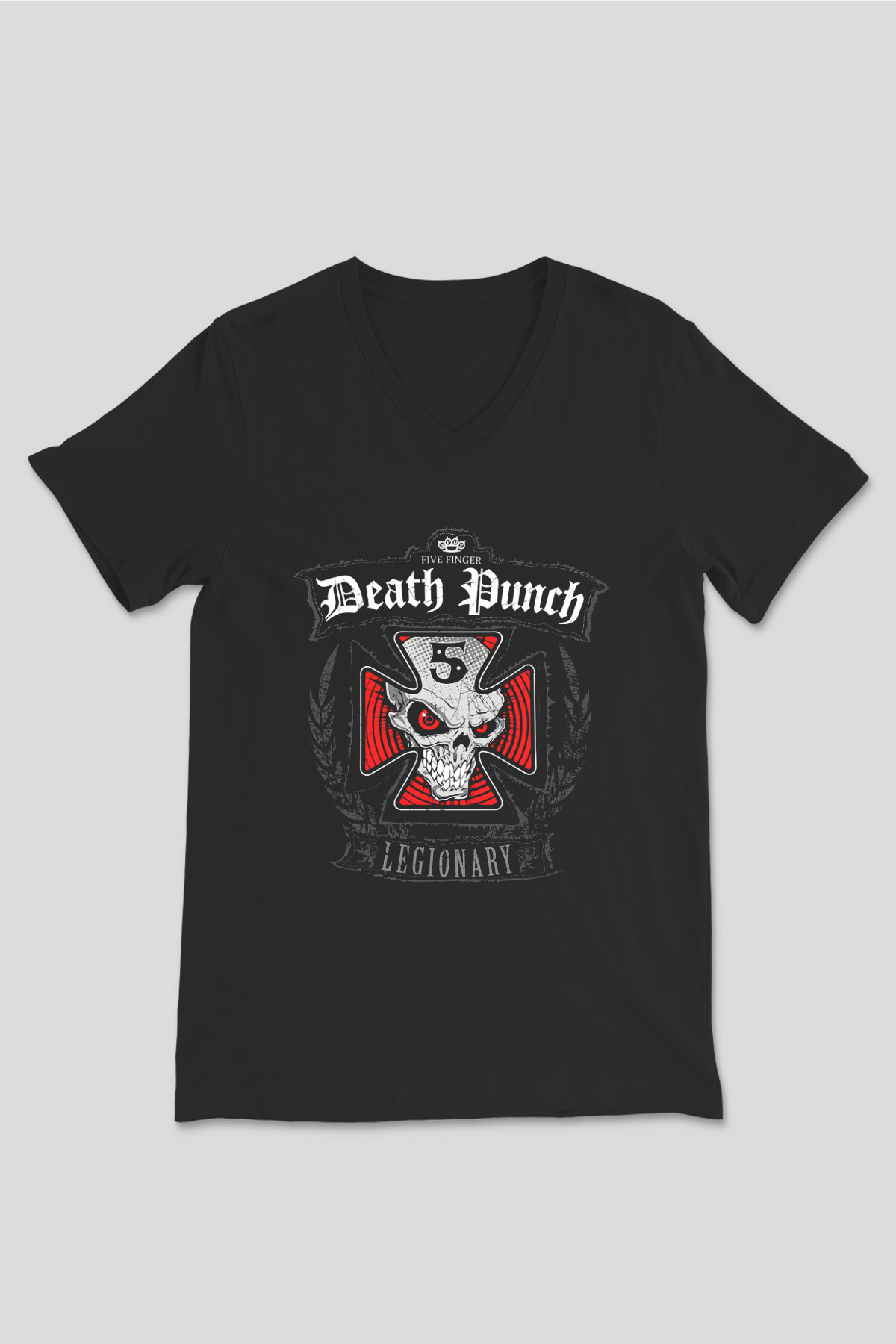 Five Finger Death Punch Siyah Unisex V Yaka Tişört T-Shirt