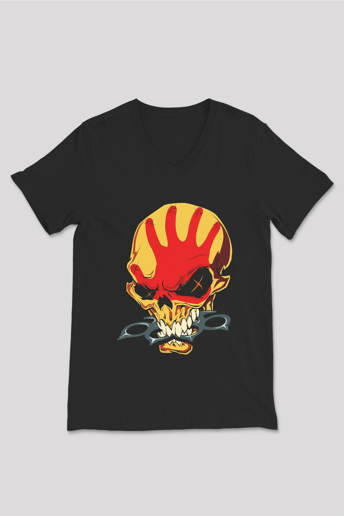 Five Finger Death Punch Siyah Unisex V Yaka Tişört T-Shirt
