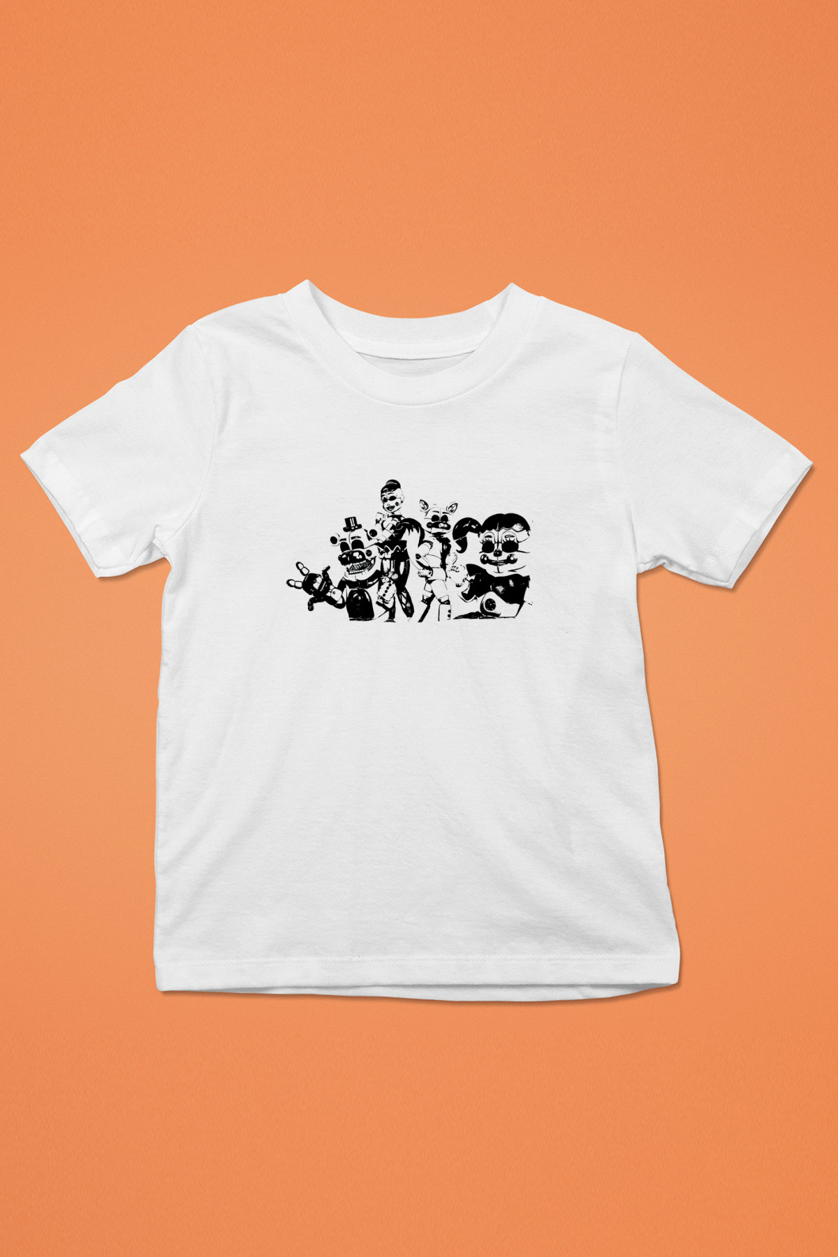Five Nights At Freddy Baskılı Beyaz Unisex Beyaz Çocuk Tişört - Tshirt