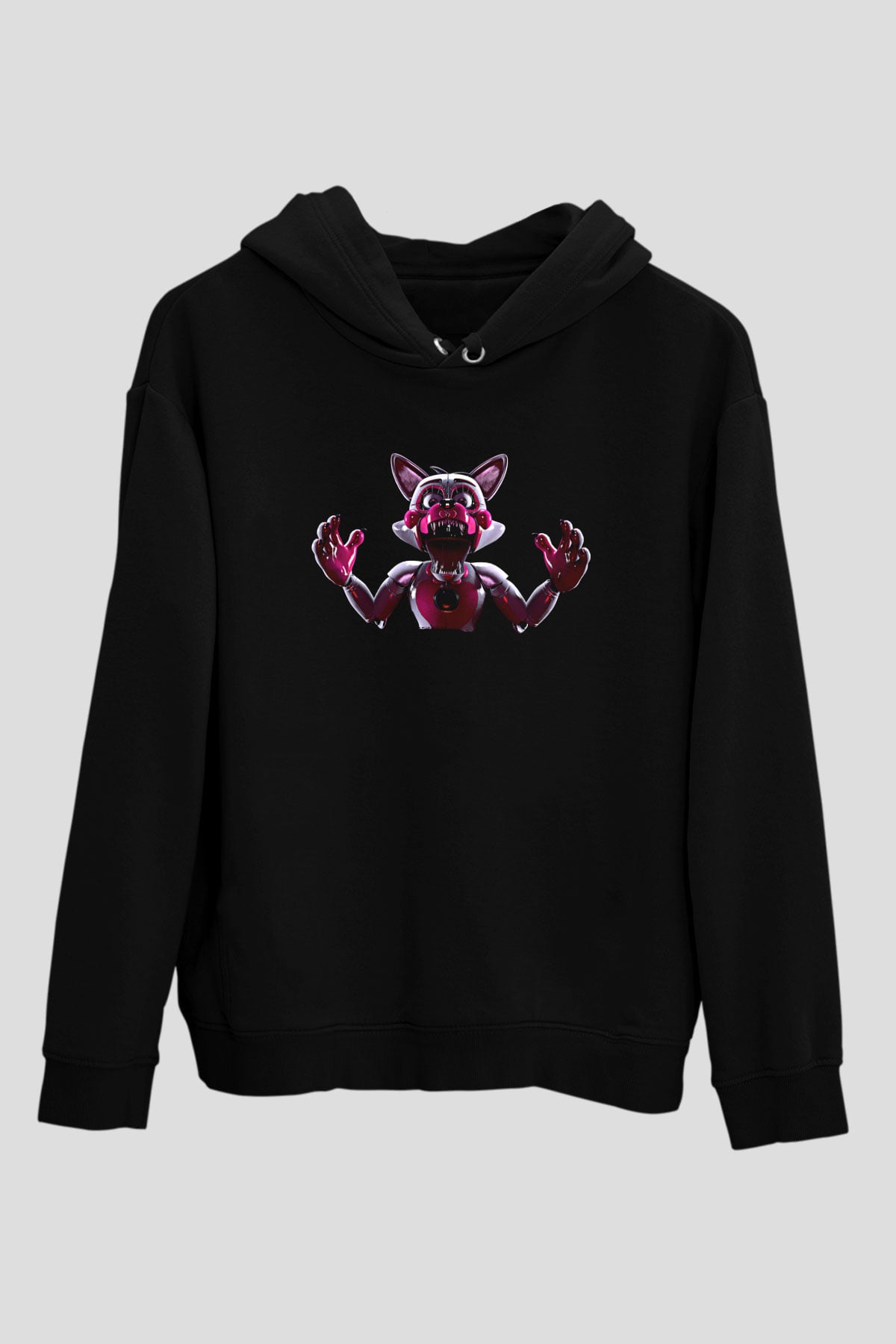 Five Nights At Freddy Baskılı Unisex Siyah Kapüşonlu Sweatshirt