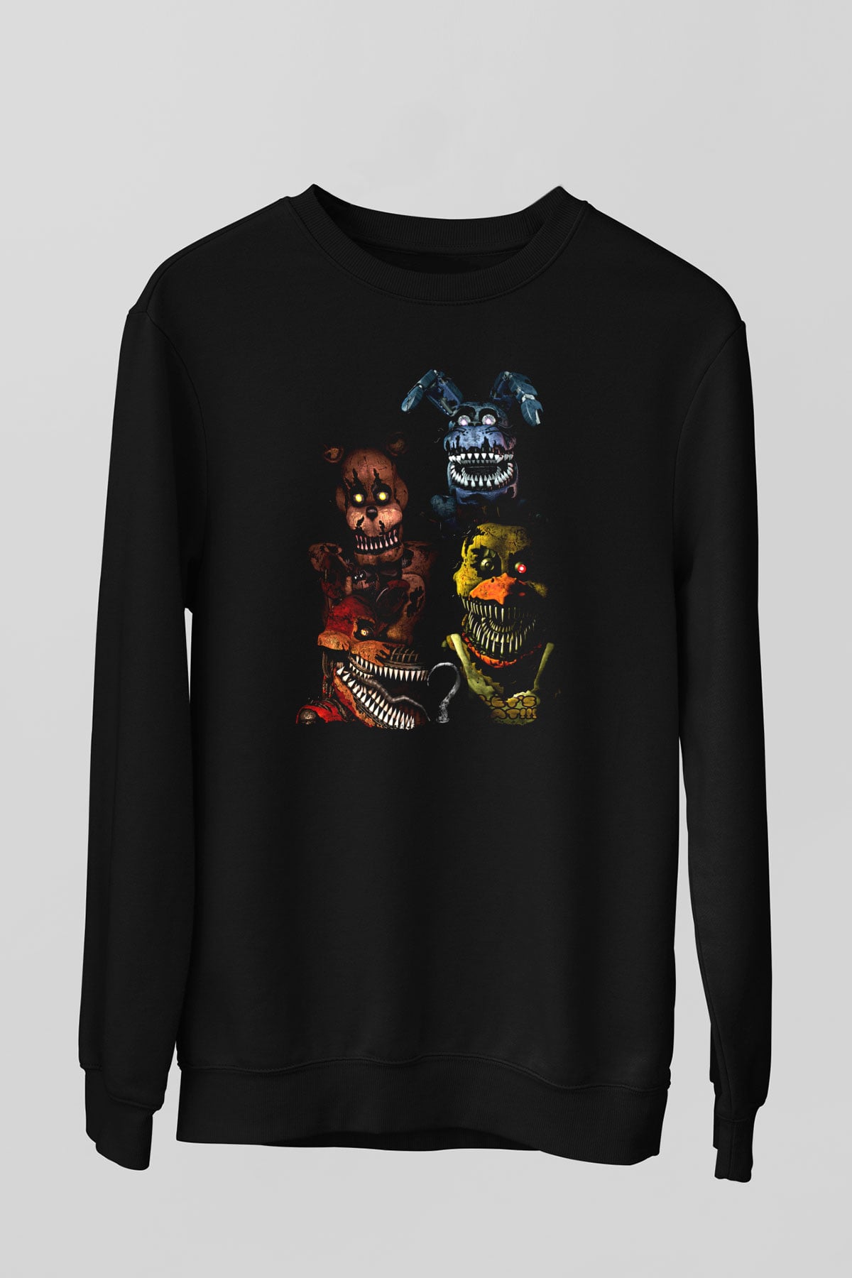 Five Nights At Freddy Baskılı Unisex Siyah Sweatshirt