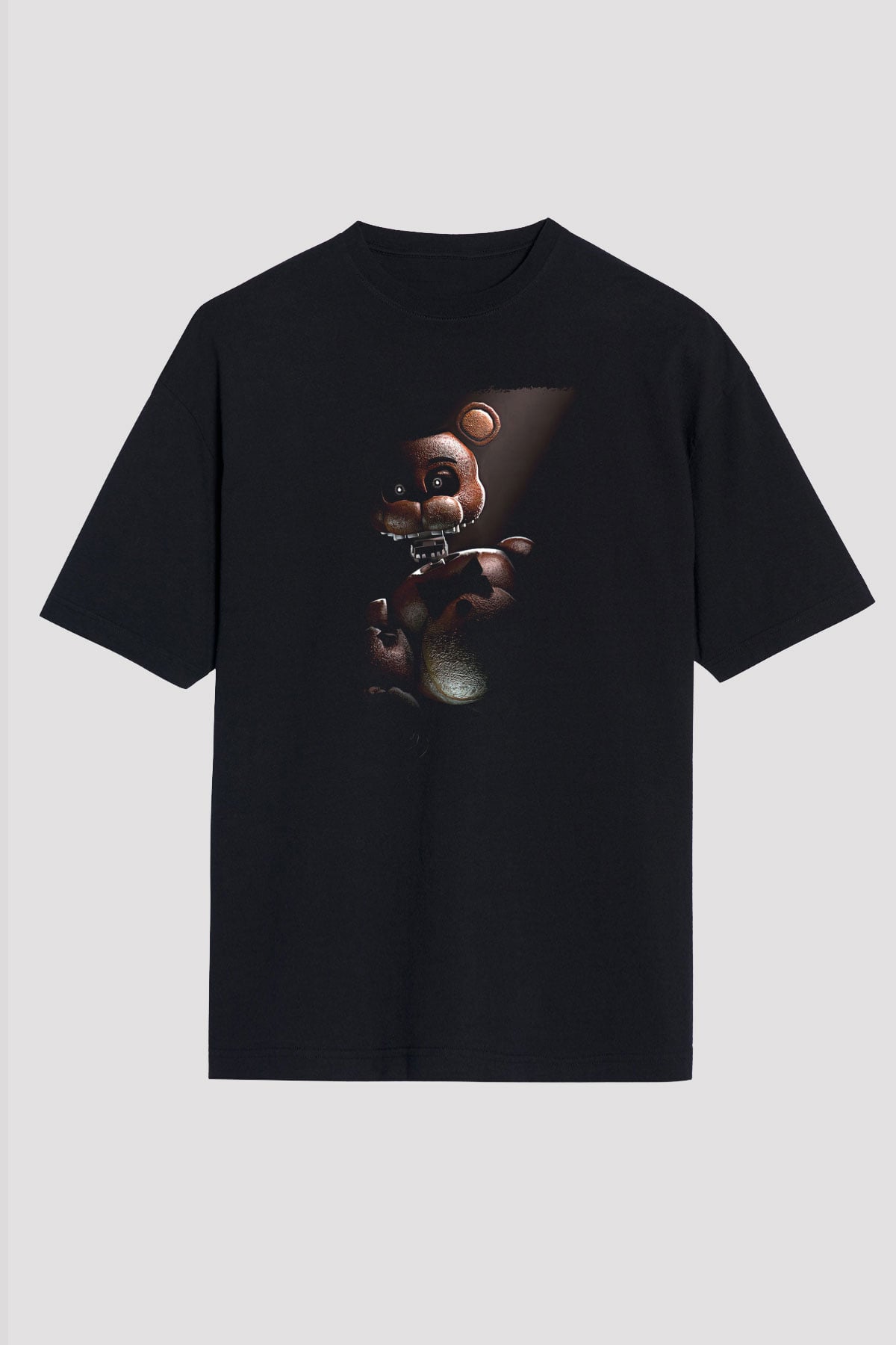 Five Nights At Freddy Baskılı Unisex Siyah Oversize Tişört - Tshirt
