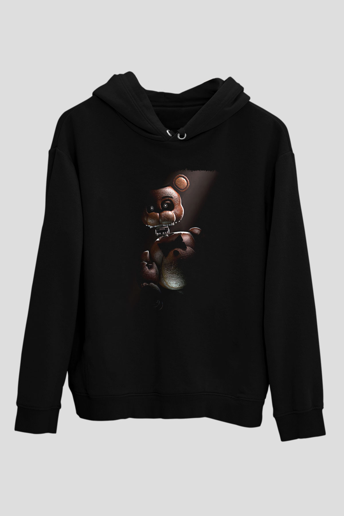 Five Nights At Freddy Baskılı Unisex Siyah Kapüşonlu Sweatshirt