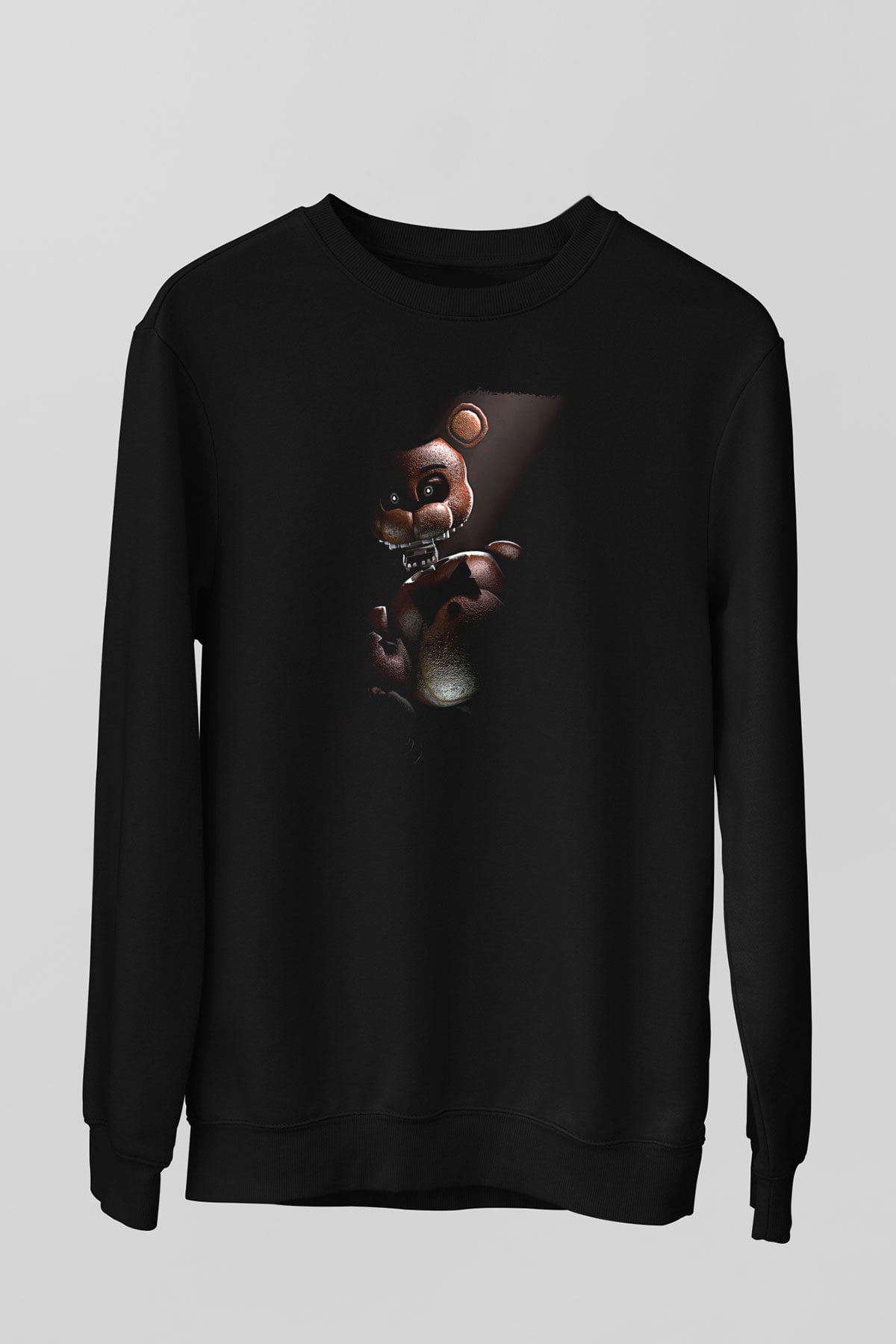 Five Nights At Freddy Baskılı Unisex Siyah Sweatshirt