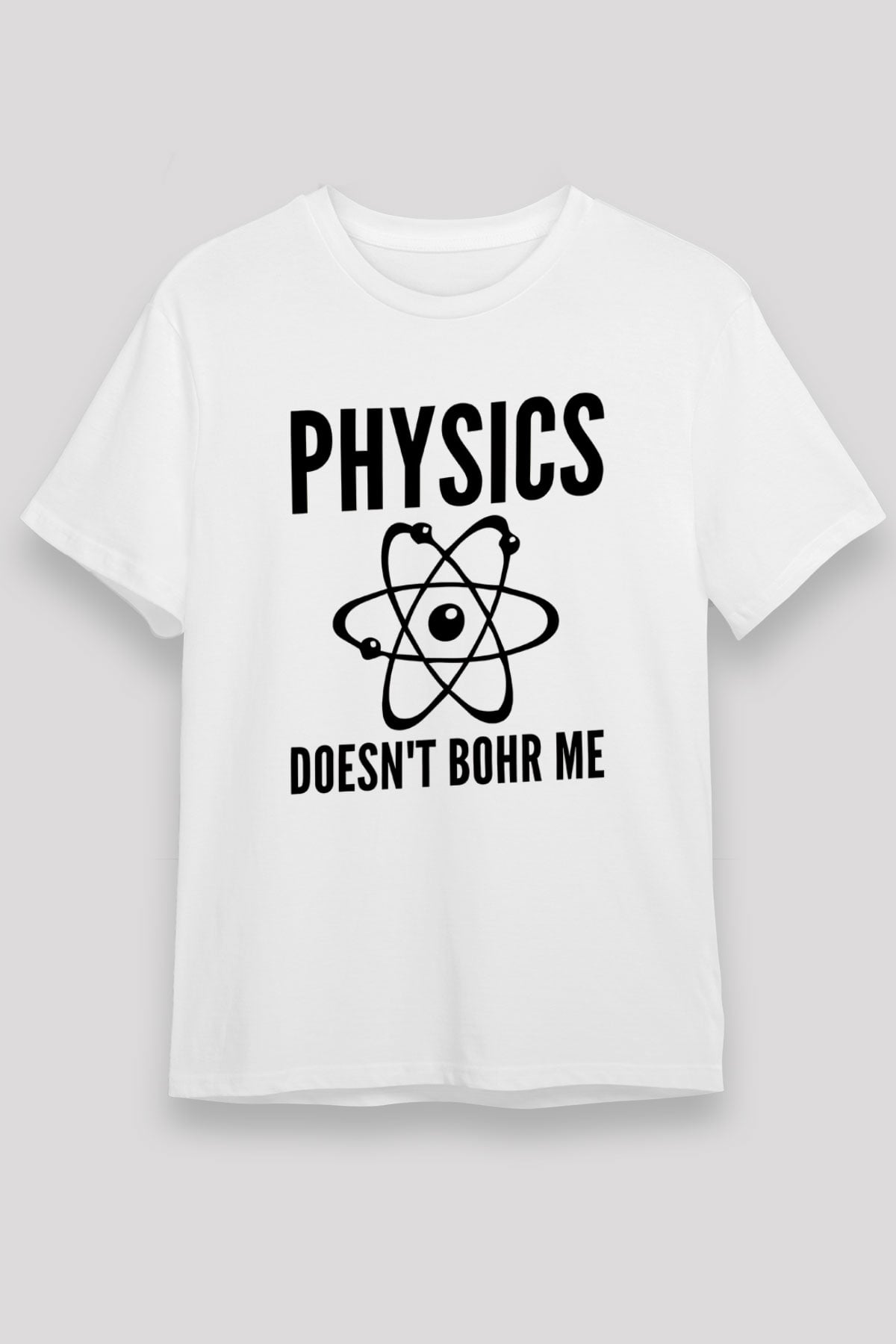 Fizik Atom Modeli Baskılı Unisex Beyaz Tişört - Tshirt