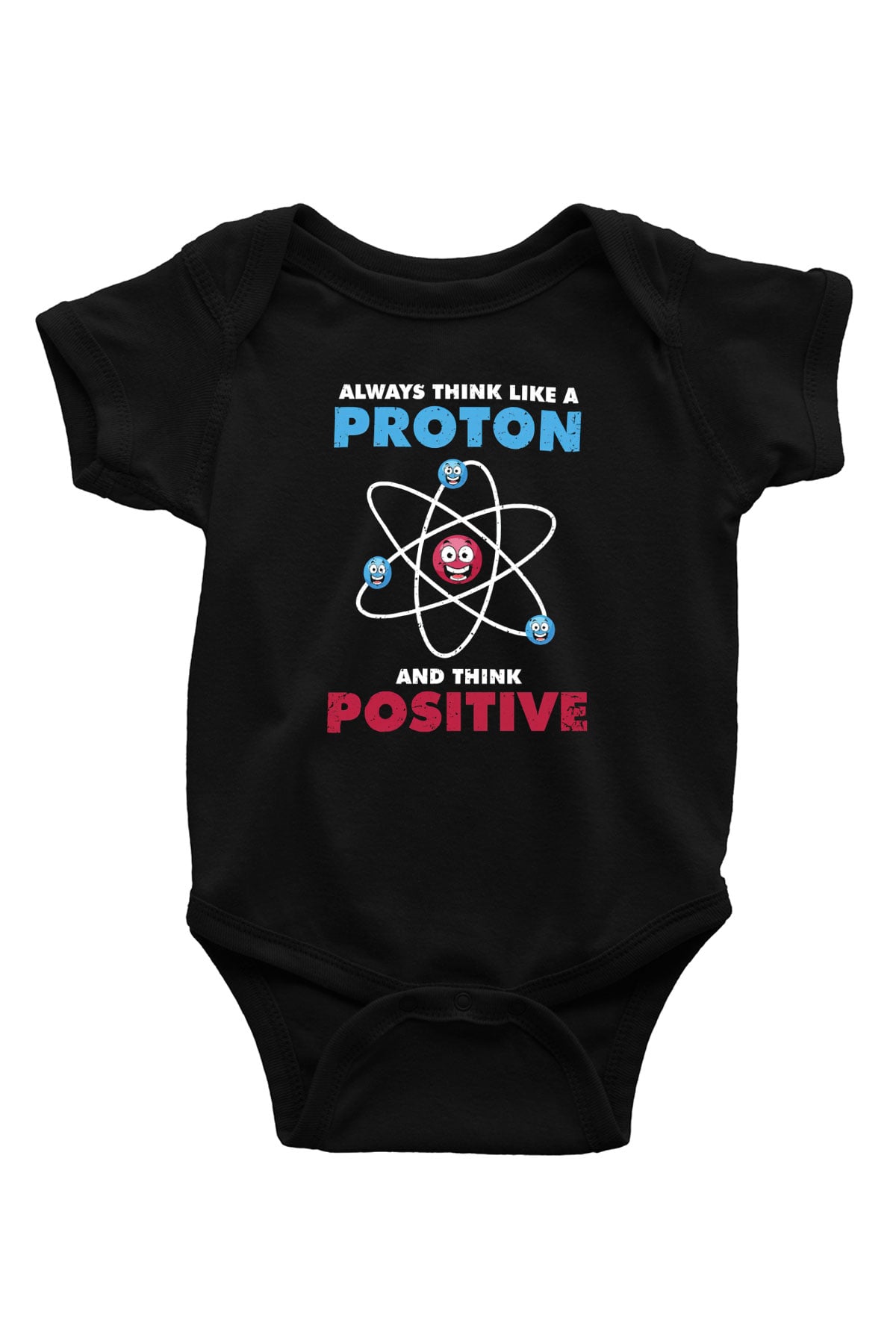 Fizik Atom Proton Pozitif Baskılı Unisex  Siyah Bebek Body - Zıbın