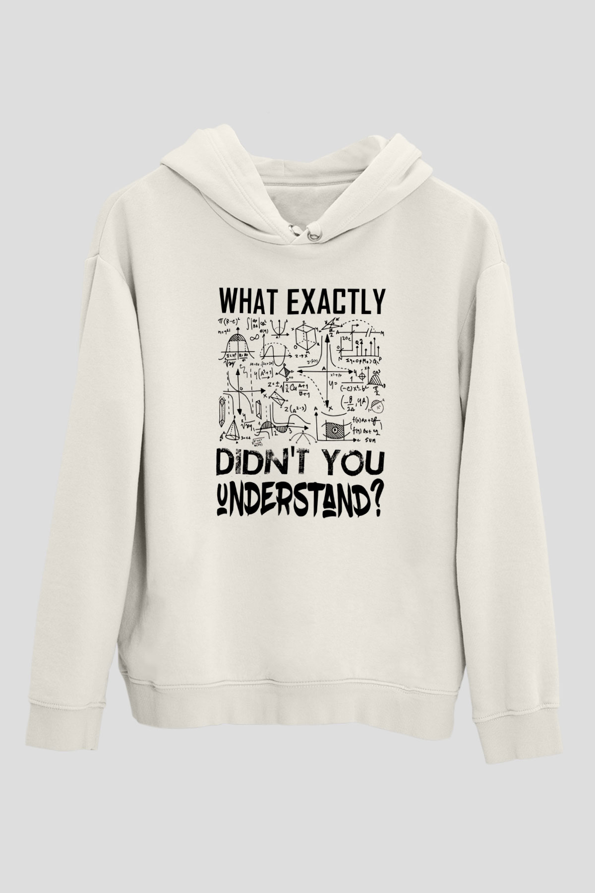 Fizik Grafikler Denklemler Baskılı Unisex Ekru Hoodie