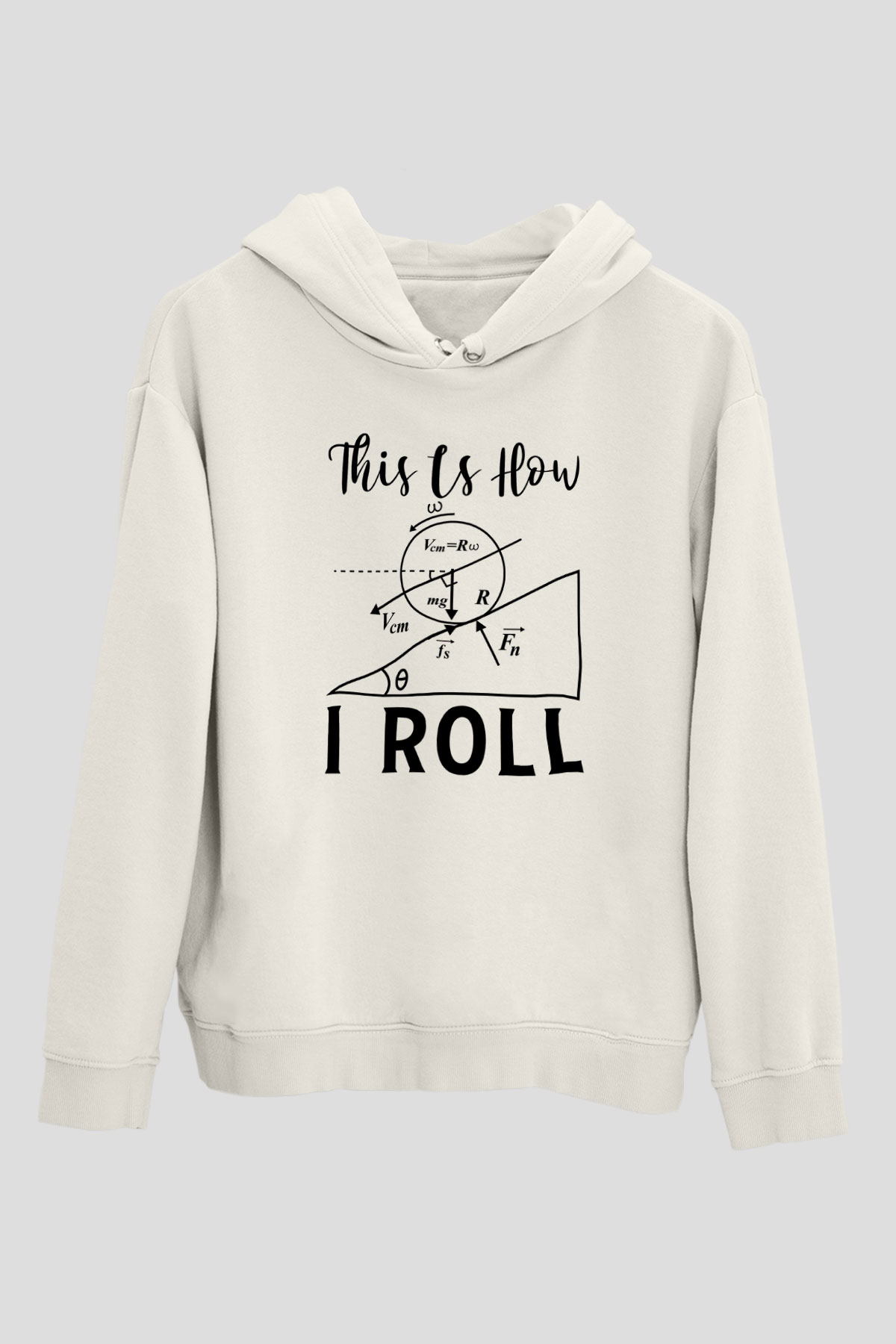 Fizik Mekanik Baskılı Unisex Ekru Hoodie