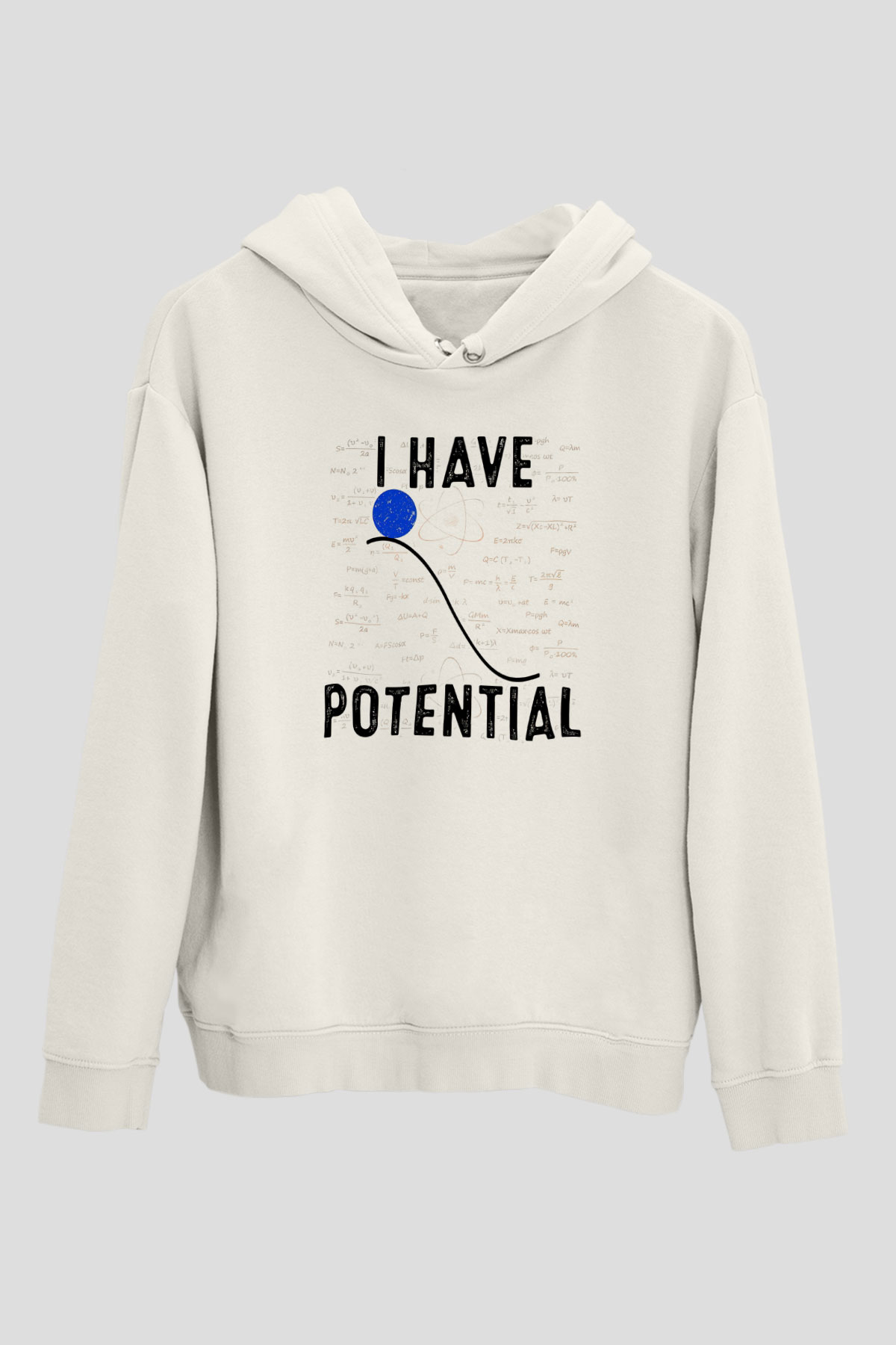 Fizik Potansiyel Enerji Baskılı Unisex Ekru Hoodie
