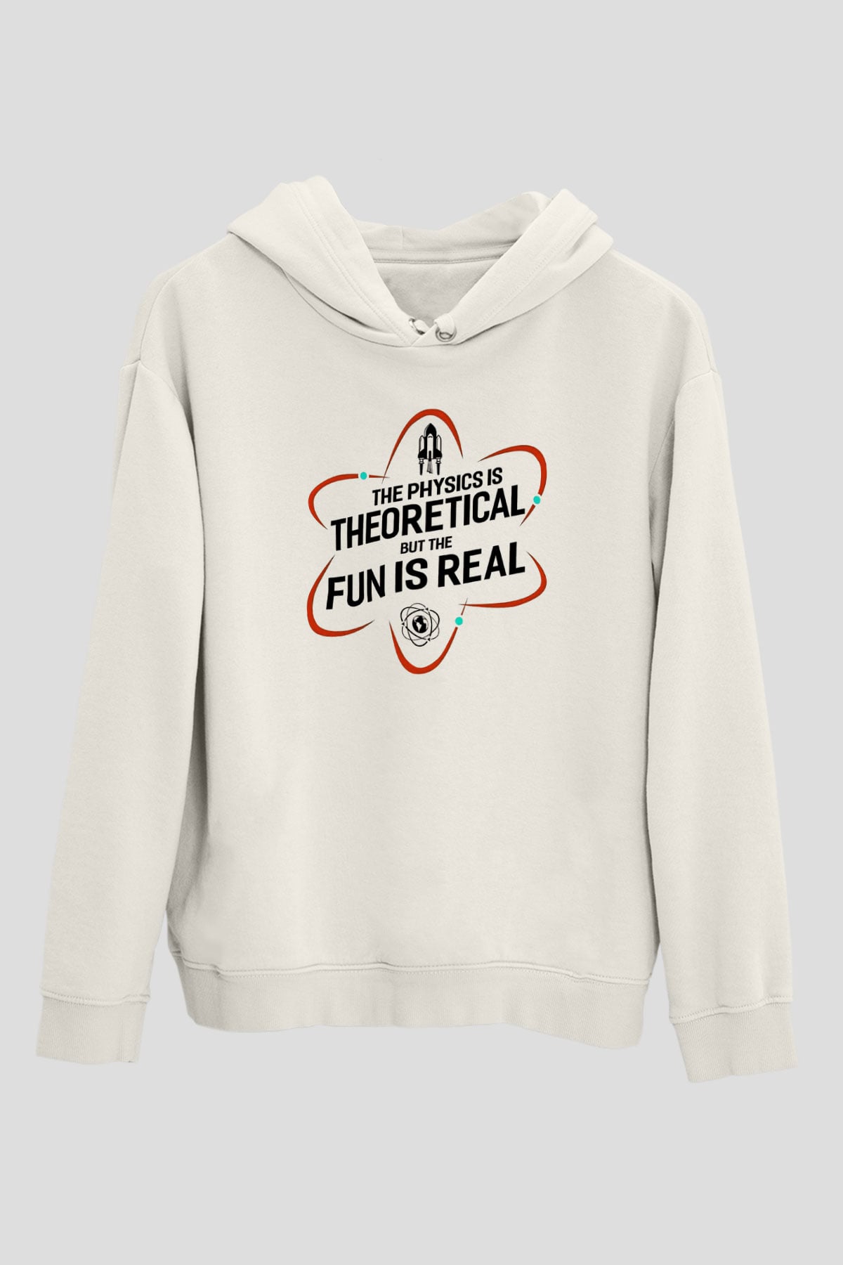 Fizik Teorik Baskılı Unisex Ekru Hoodie