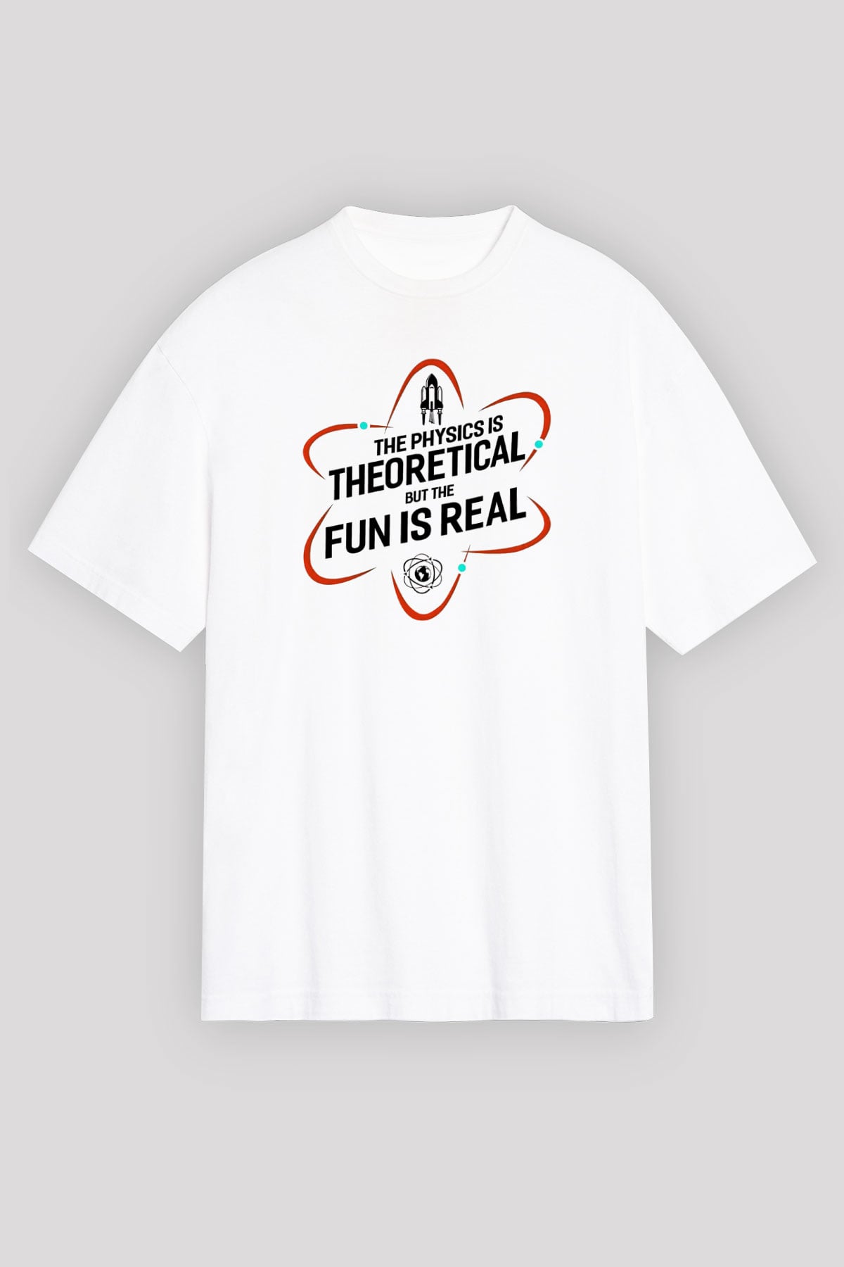 Fizik Teorik Baskılı Unisex Oversize Beyaz Tişört - Tshirt
