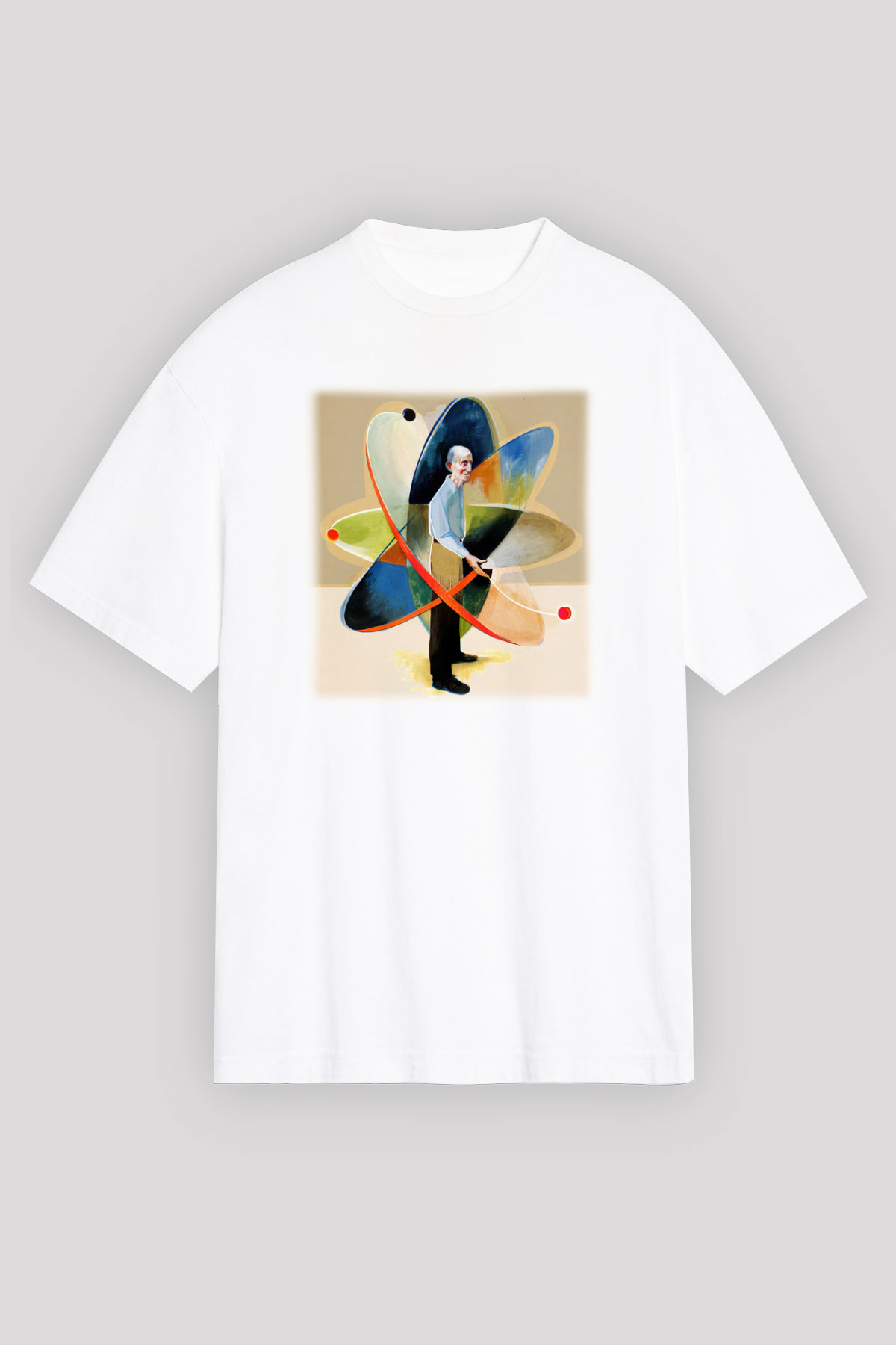 Fizikçi Beyaz Unisex Oversize Tişört T-Shirt