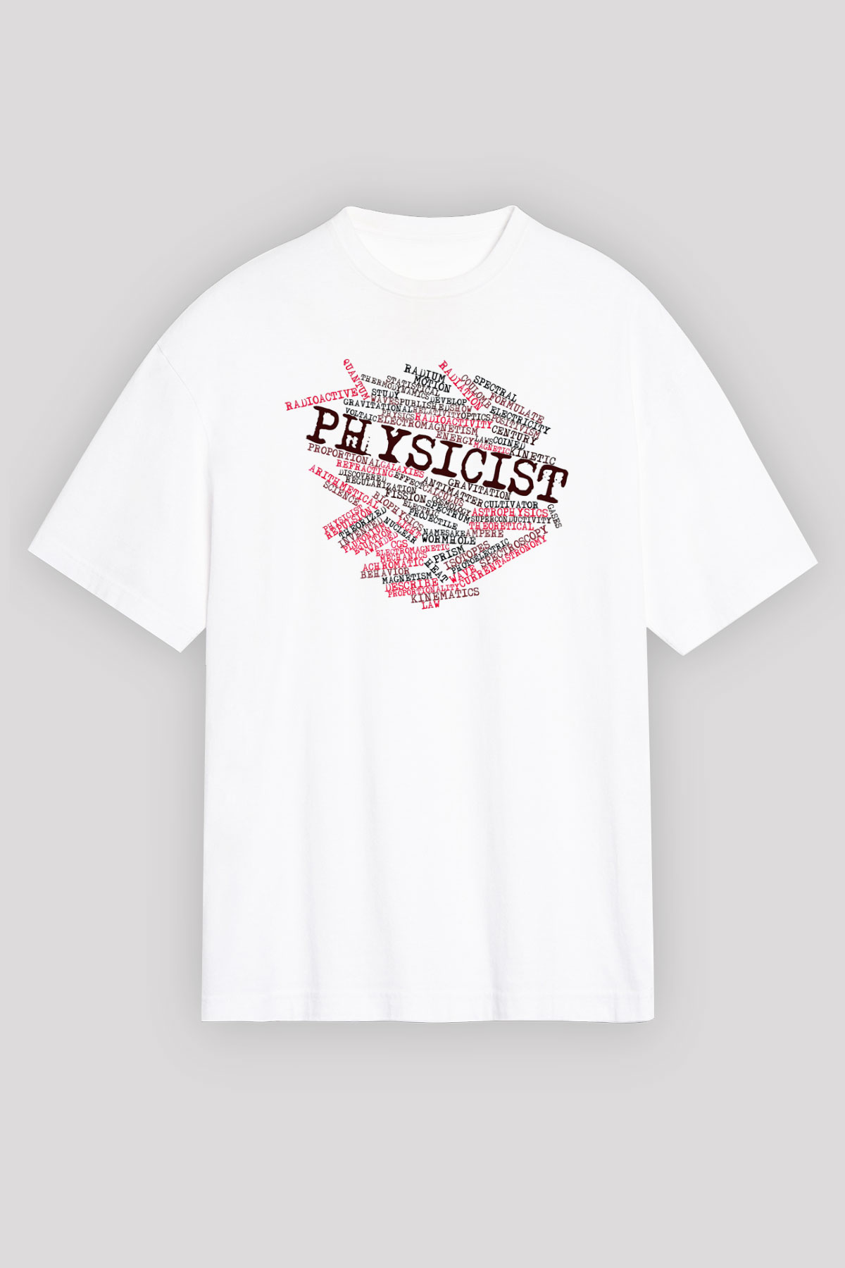 Fizikçi Beyaz Unisex Oversize Tişört T-Shirt