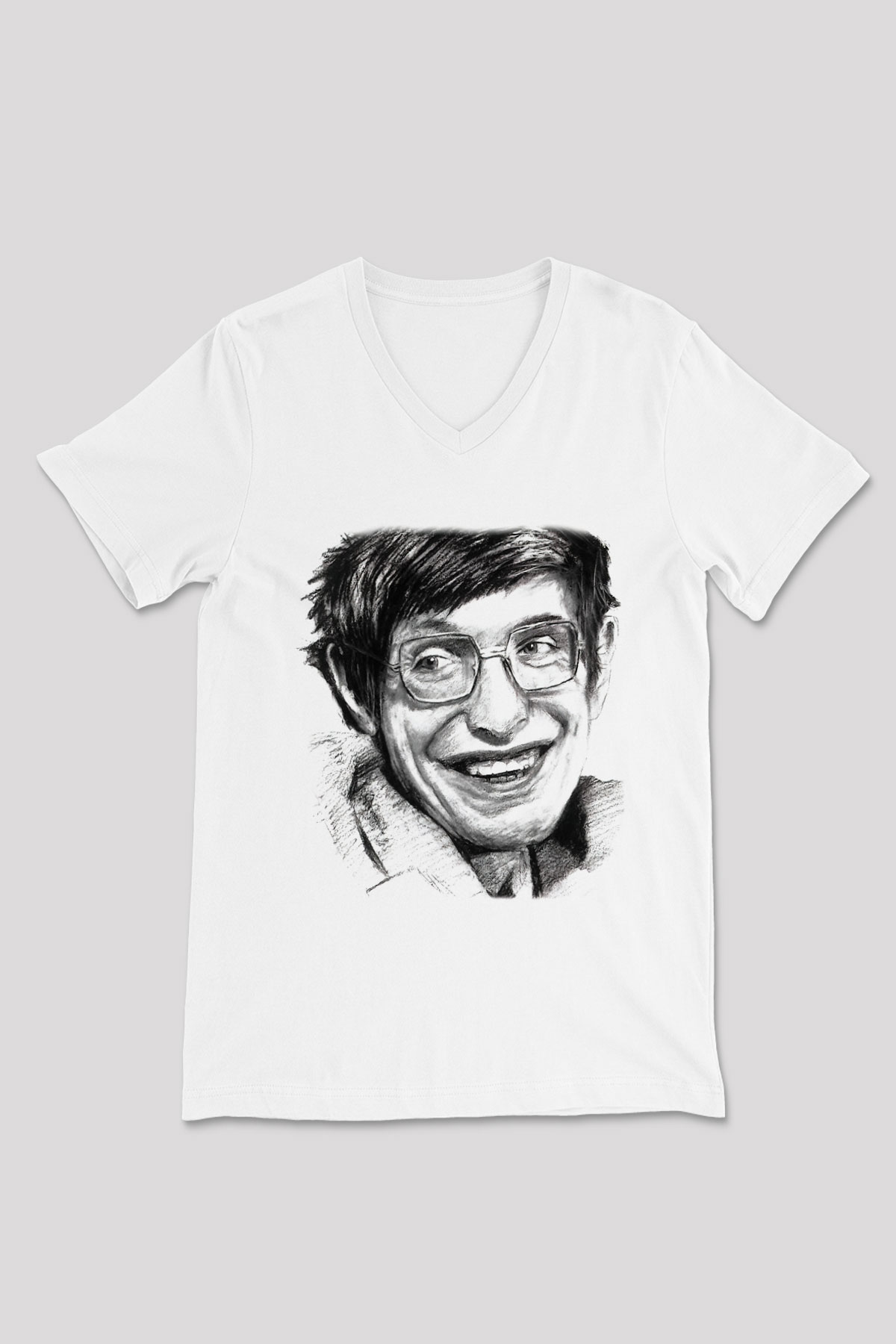 Fizikçi Beyaz Unisex V Yaka Tişört T-Shirt