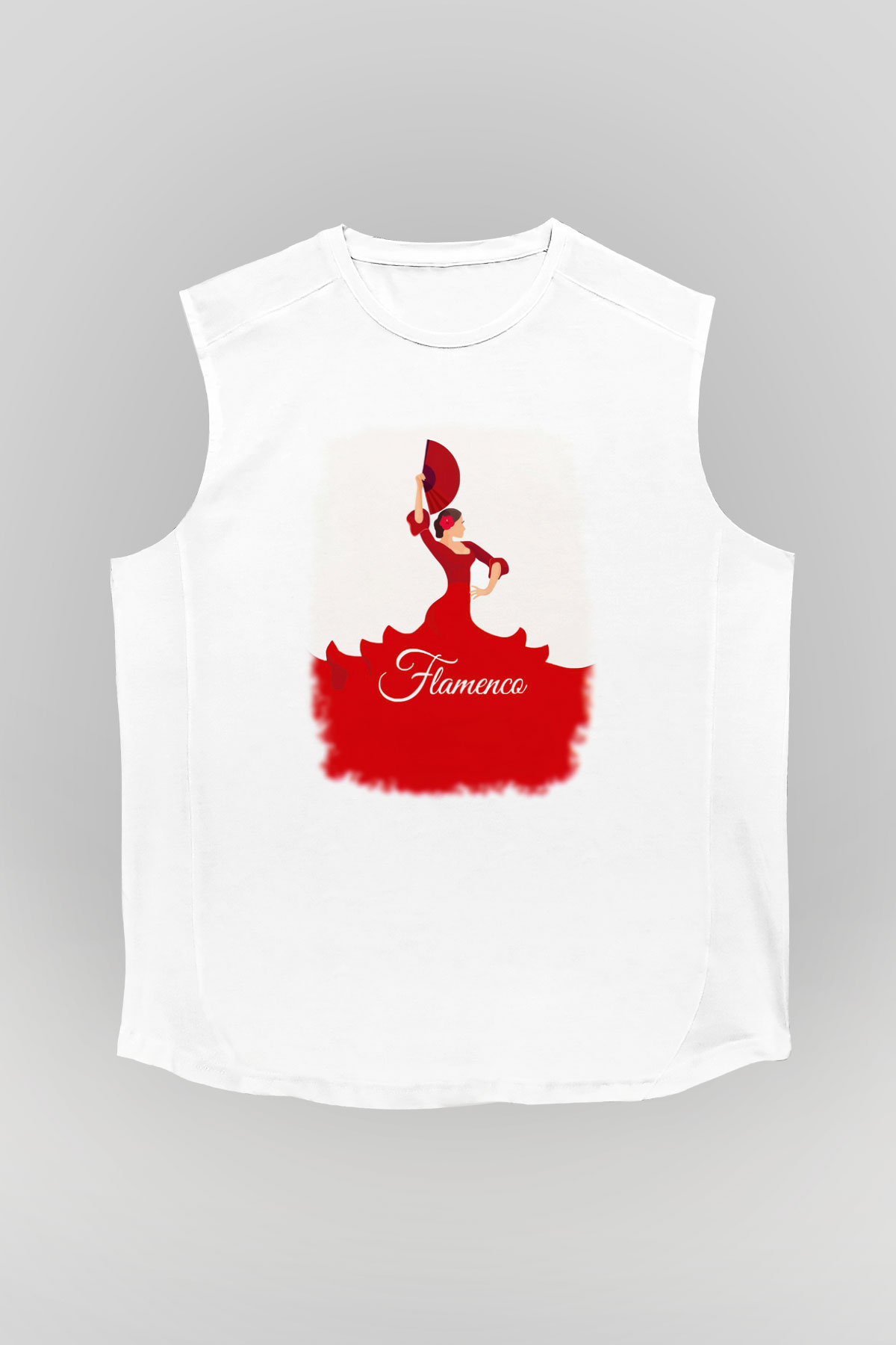 Flamenko Beyaz Unisex Kolsuz Tişört