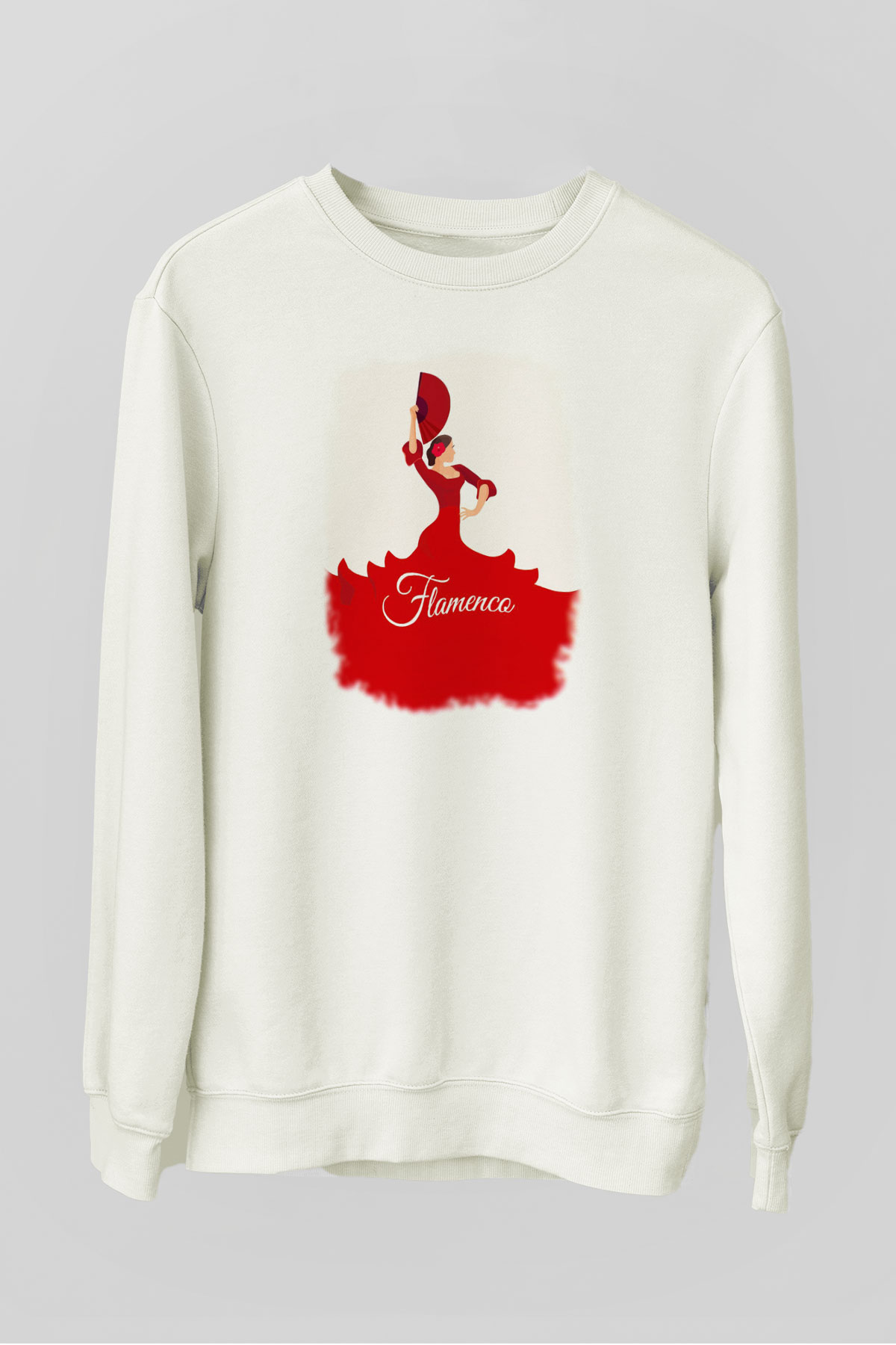 Flamenko Beyaz Unisex Sweatshirt