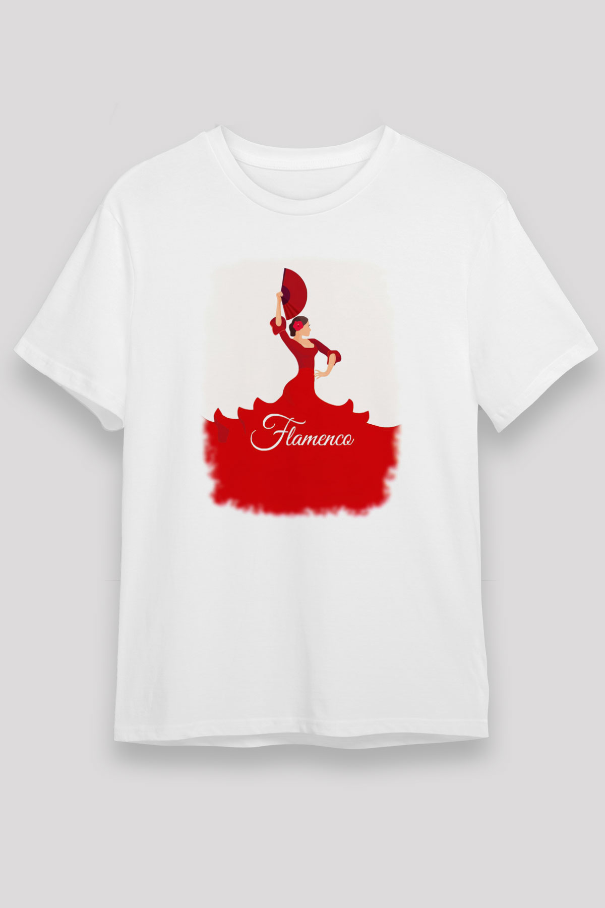 Flamenko Beyaz Unisex Tişört T-Shirt - TişörtFabrikası