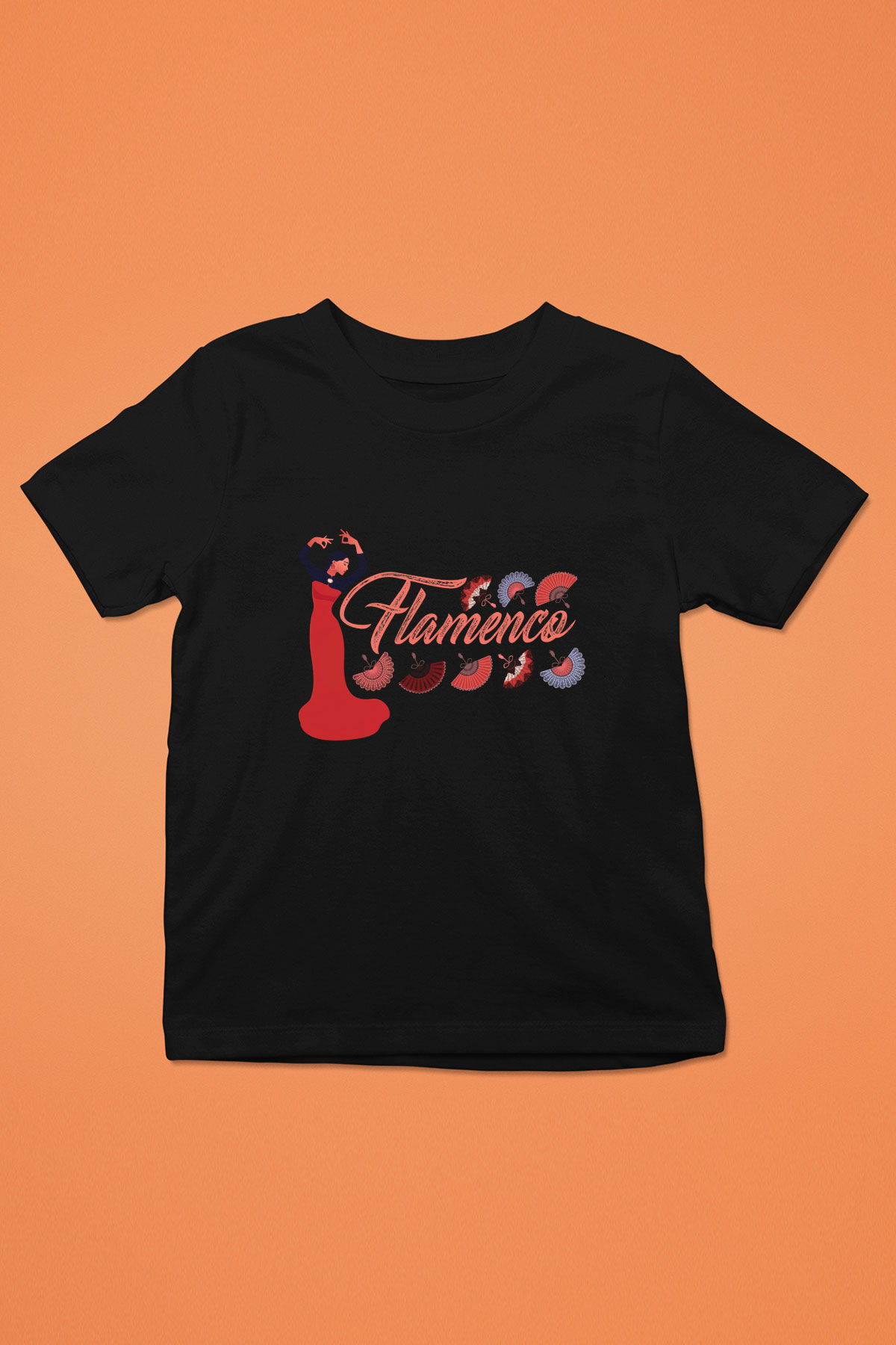 Flamenko Siyah Unisex Çocuk Tişört