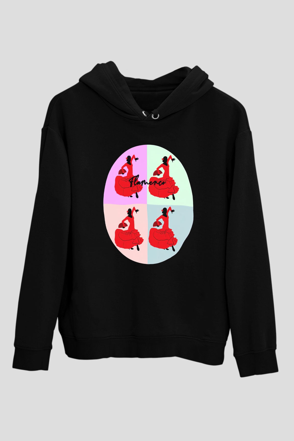 Flamenko Siyah Unisex Hoodie