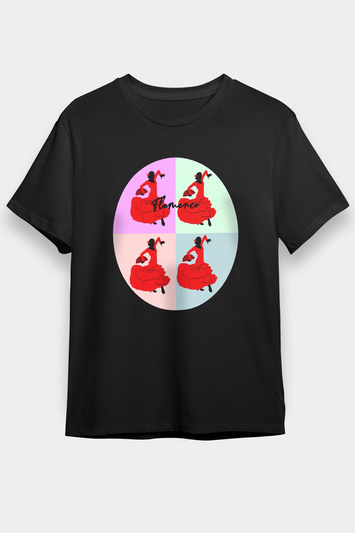 Flamenko Siyah Unisex Tişört T-Shirt - TişörtFabrikası