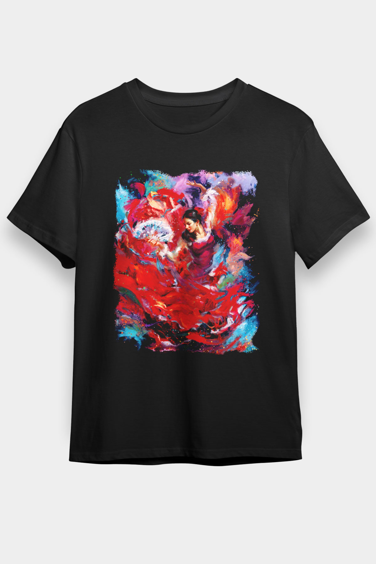 Flamenko Siyah Unisex Tişört T-Shirt - TişörtFabrikası
