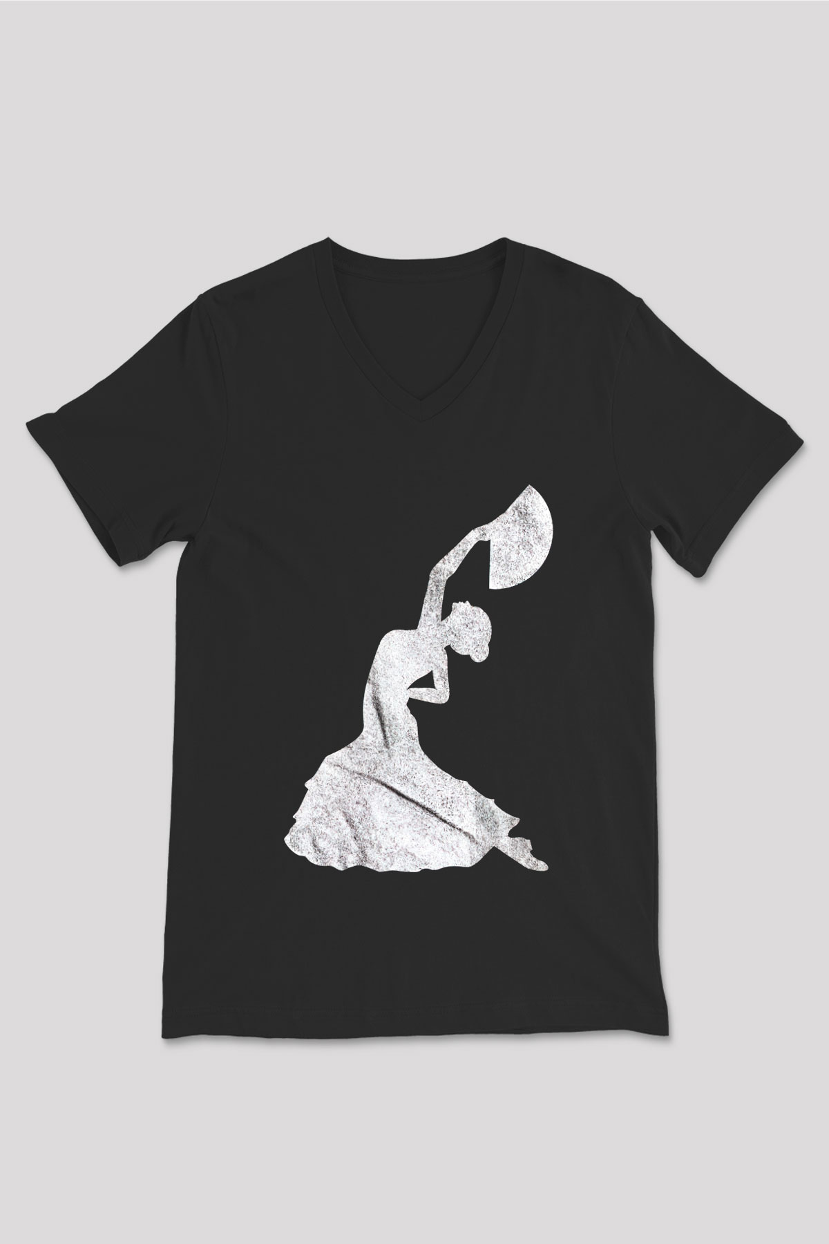 Flamenko Siyah Unisex V Yaka Tişört