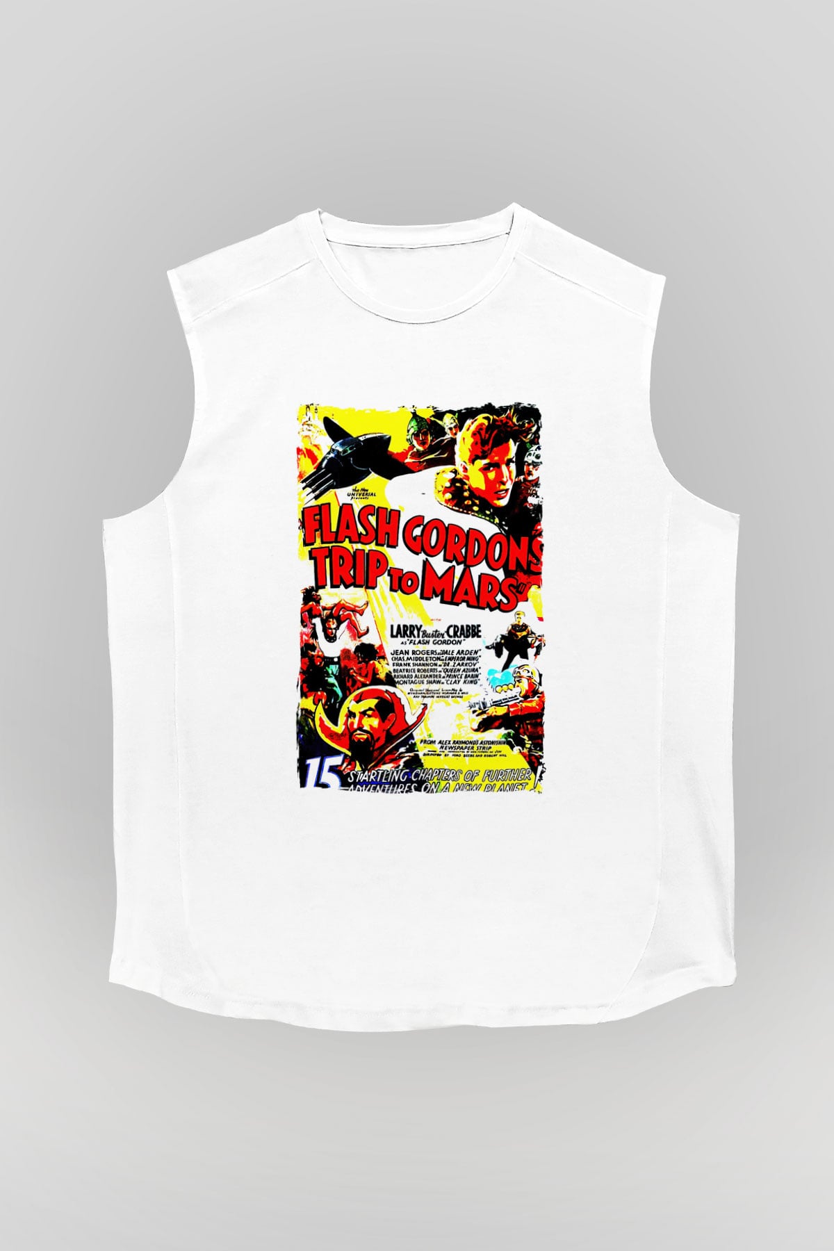 Flash Gordon Beyaz Unisex  Kolsuz Tişört