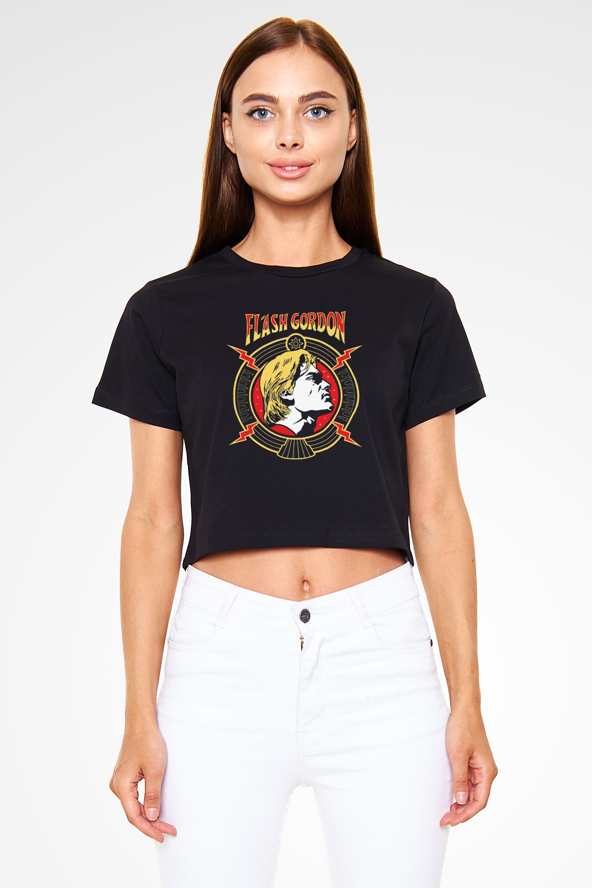 Flash Gordon Siyah   Crop Top Tişört
