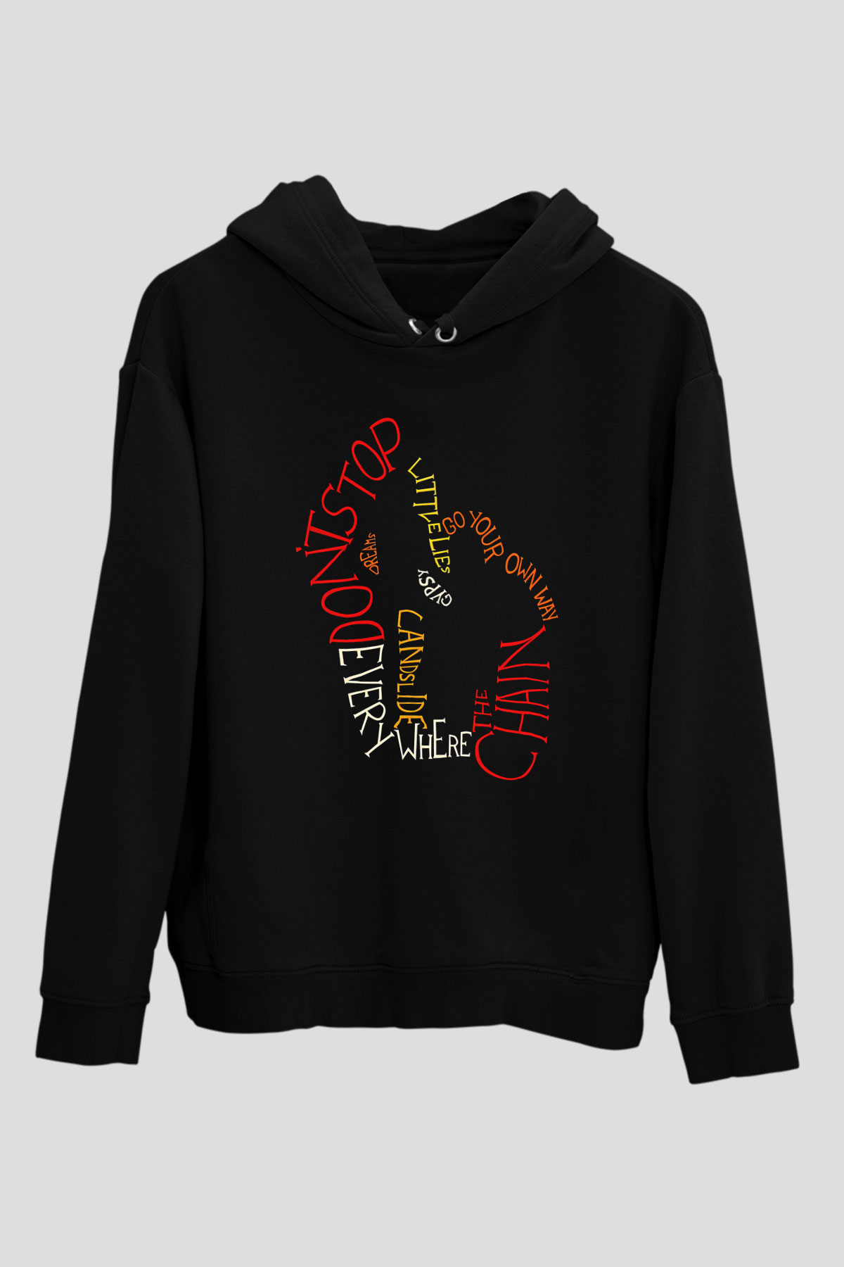 Fleetwod Mac Baskılı Unisex Siyah Kapüşonlu Sweatshirt